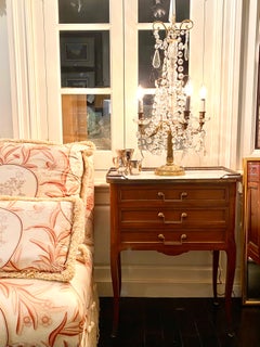 Louis XVI Transition Style Cabinet or Nightstand with Marble Top, Table De Salon