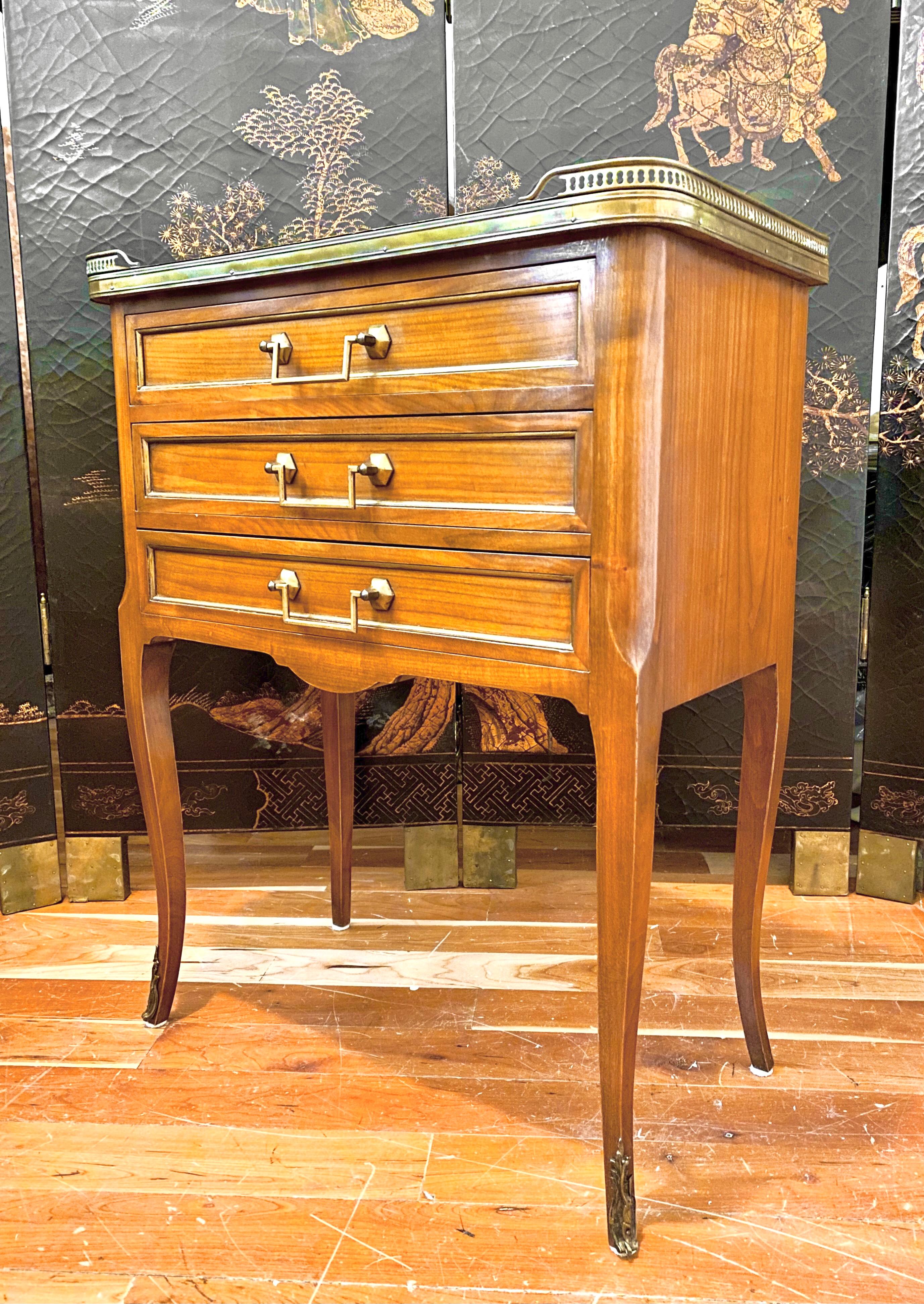 Louis XVI Transition Style Cabinet or Nightstand with Marble Top, Table De Salon For Sale 13