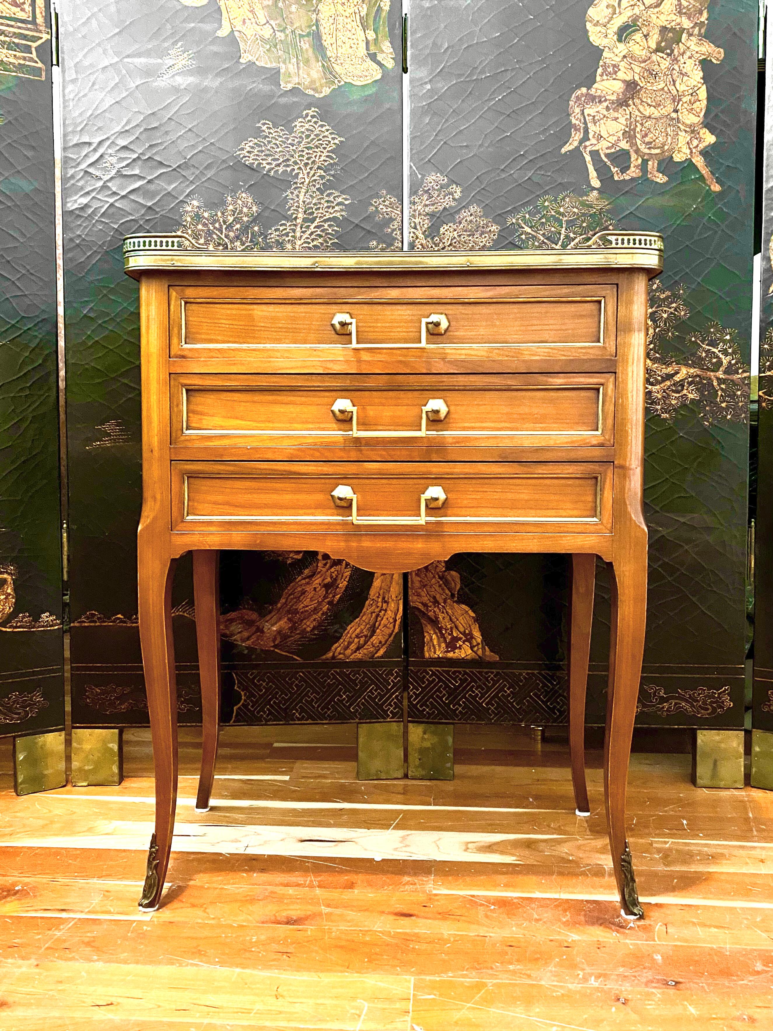 French Louis XVI Transition Style Cabinet or Nightstand with Marble Top, Table De Salon For Sale
