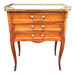 Louis XVI Transition Style Cabinet or Nightstand with Marble Top, Table De Salon