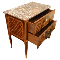 Louis XVI Transitional Two-Drawer Commode with a Breche Marble Top