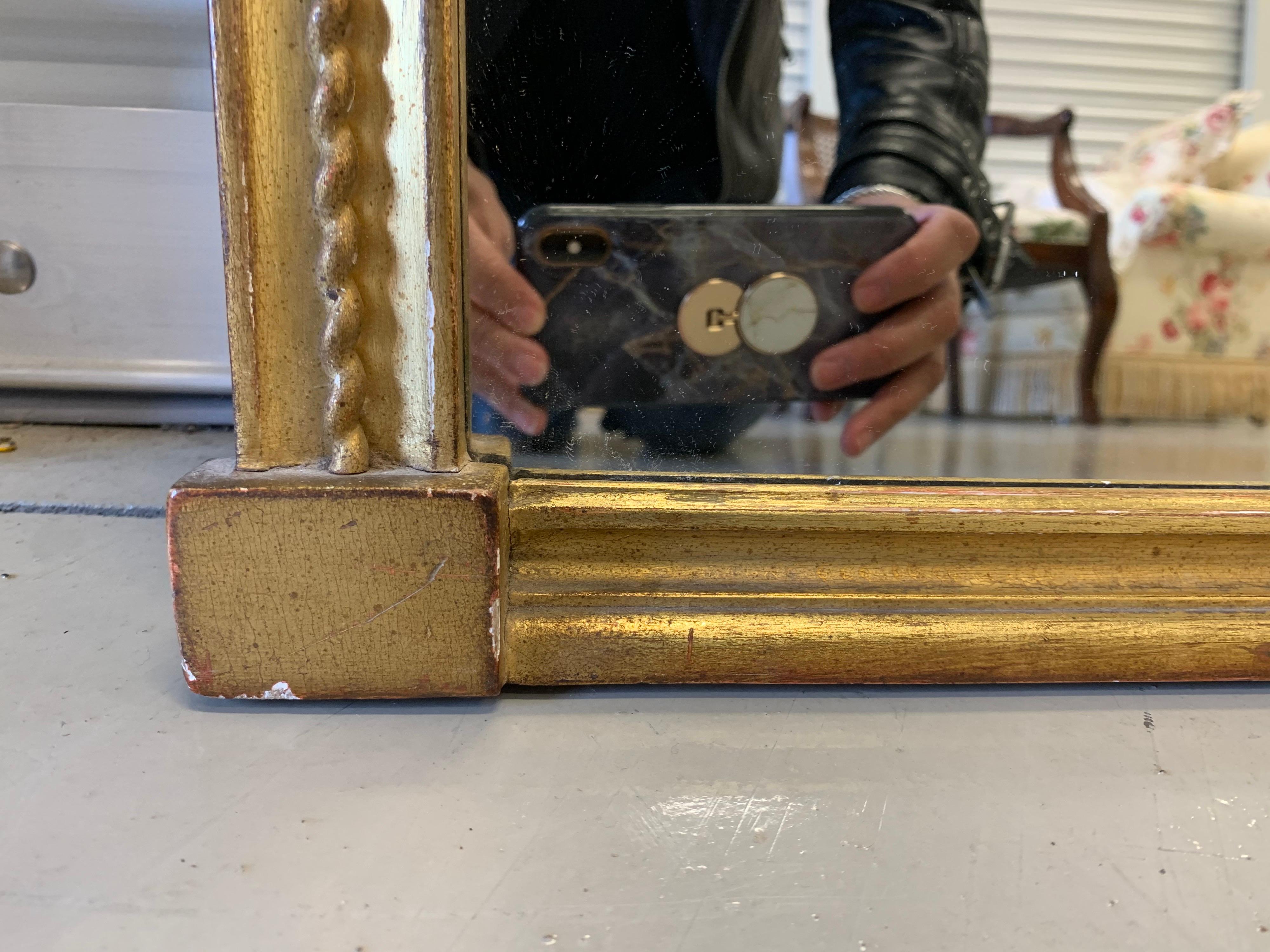 Louis XVI Trumeau Gilt Gold Giltwood Mirror Smaller Scale In Good Condition In West Hartford, CT