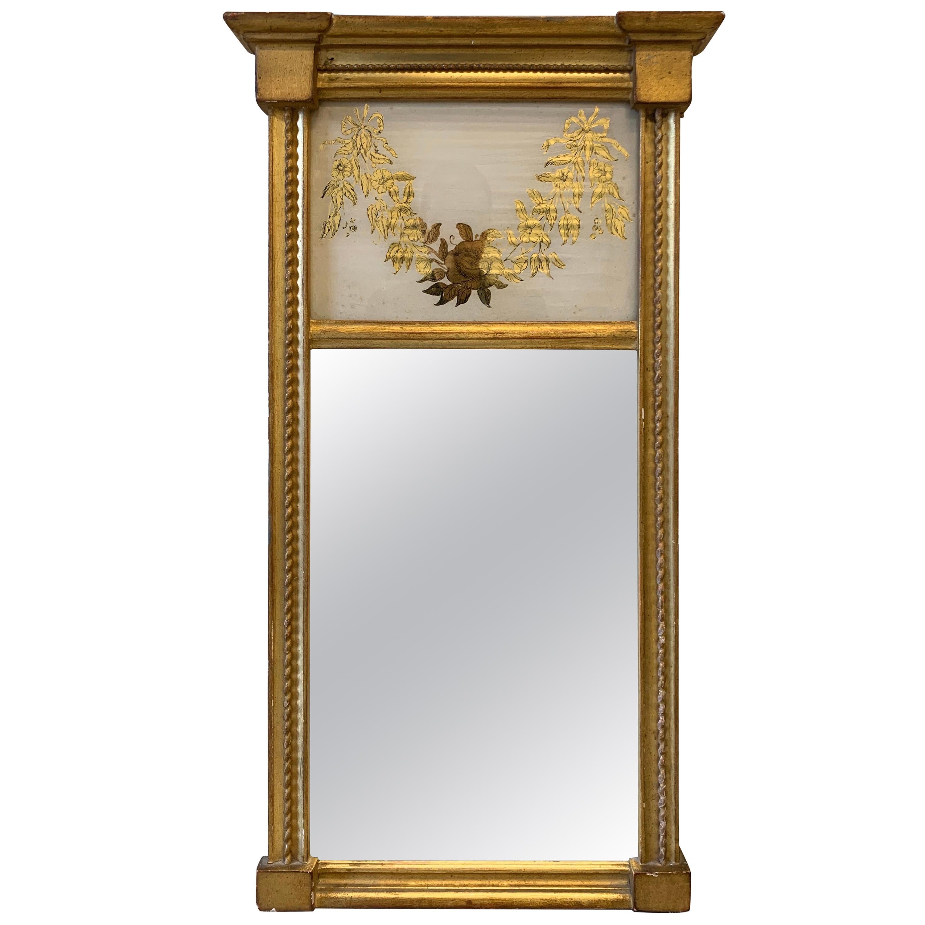Louis XVI Trumeau Gilt Gold Giltwood Mirror Smaller Scale