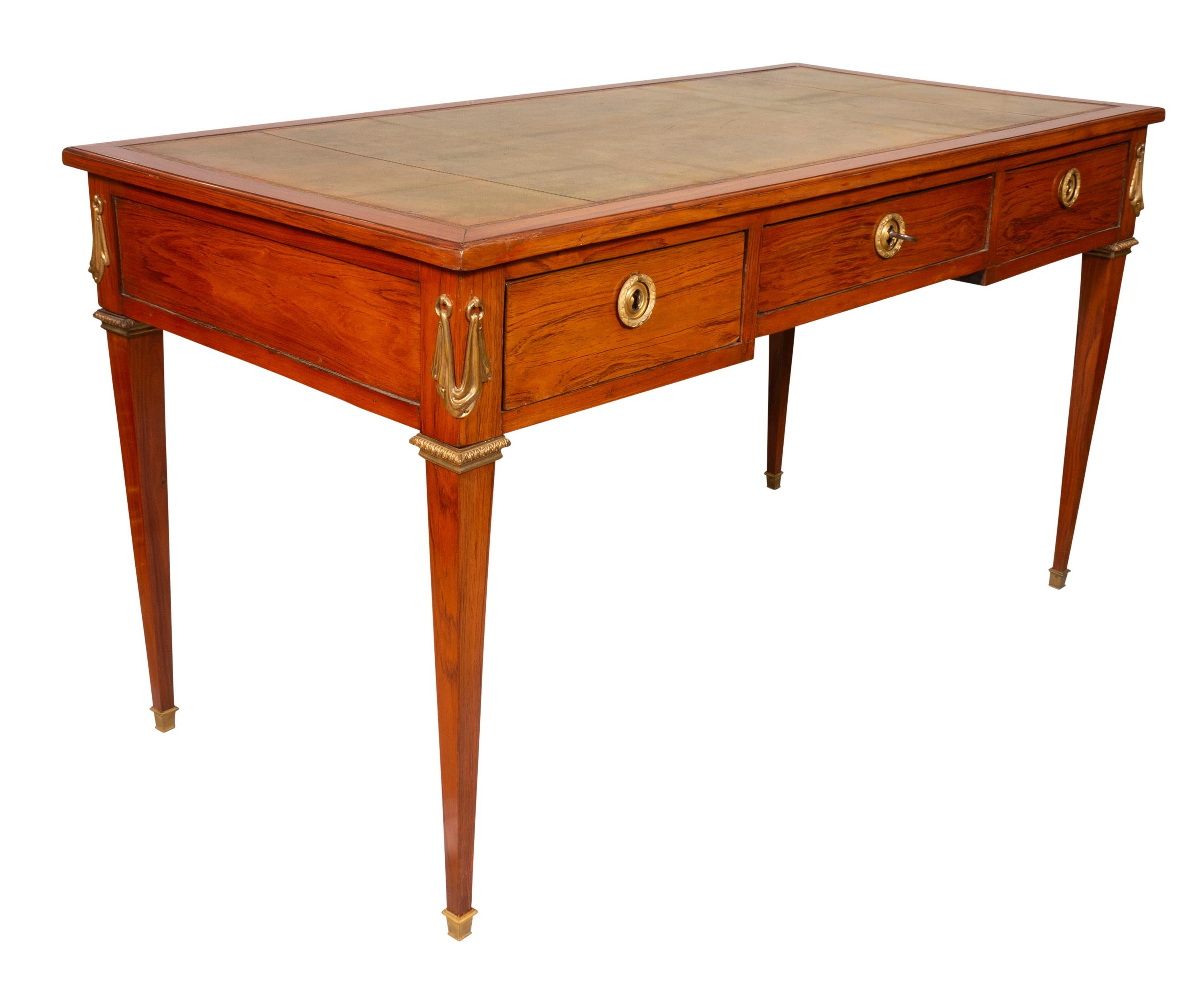 Louis XVI Tulipwood and Ormolu Mounted Bureau Plat In Good Condition For Sale In Essex, MA