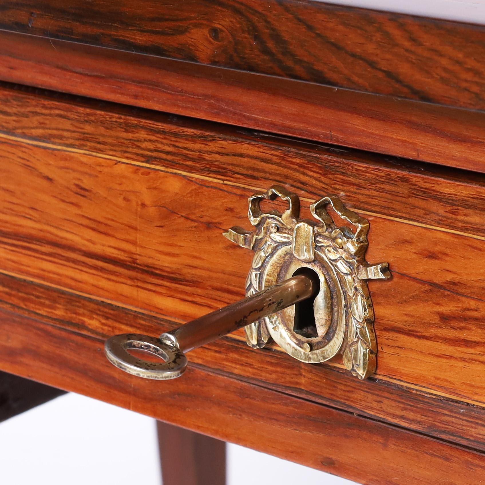 Louis XVI Tulipwood Leather Top Bureau Plat Desk For Sale 4