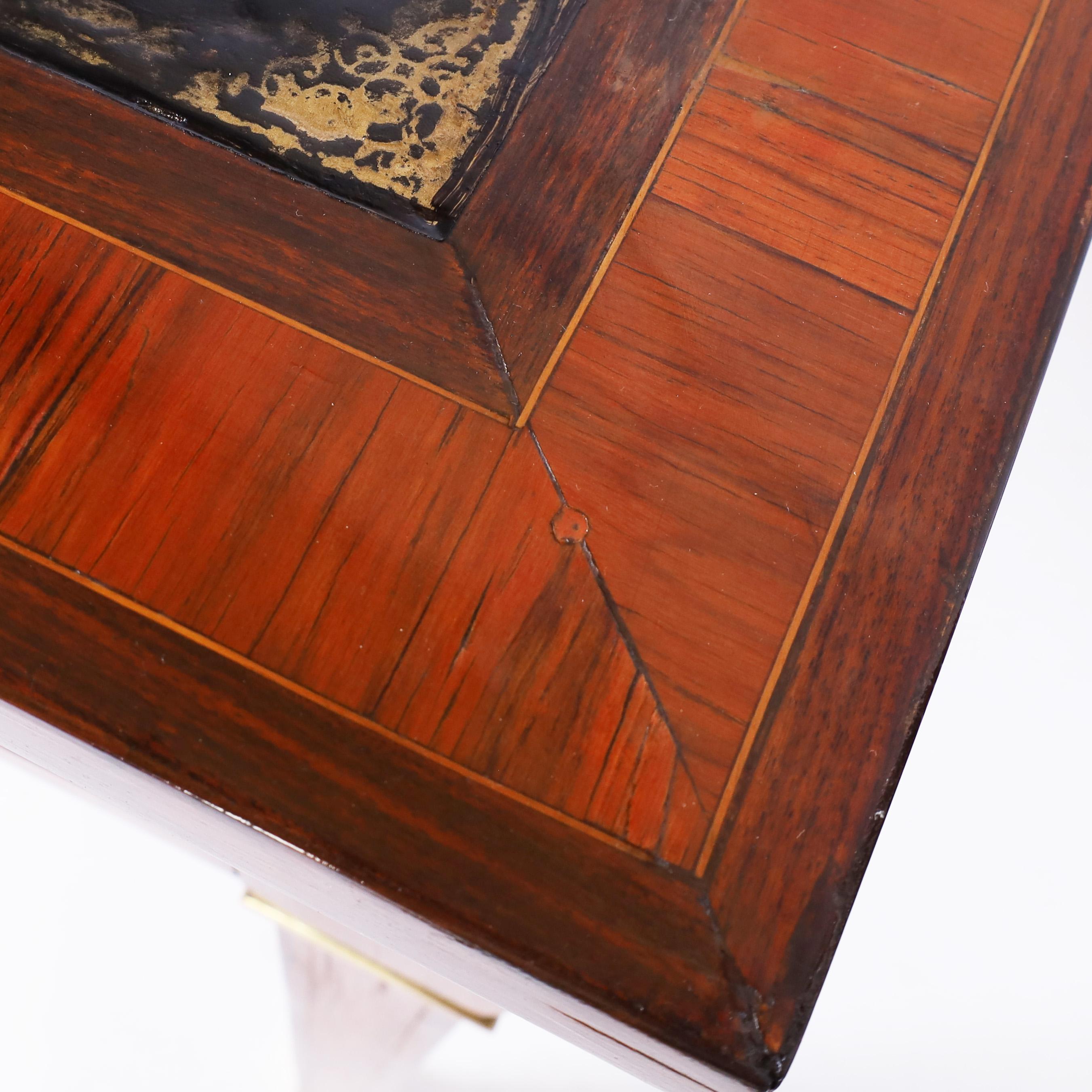 18th Century and Earlier Louis XVI Tulipwood Leather Top Bureau Plat Desk For Sale