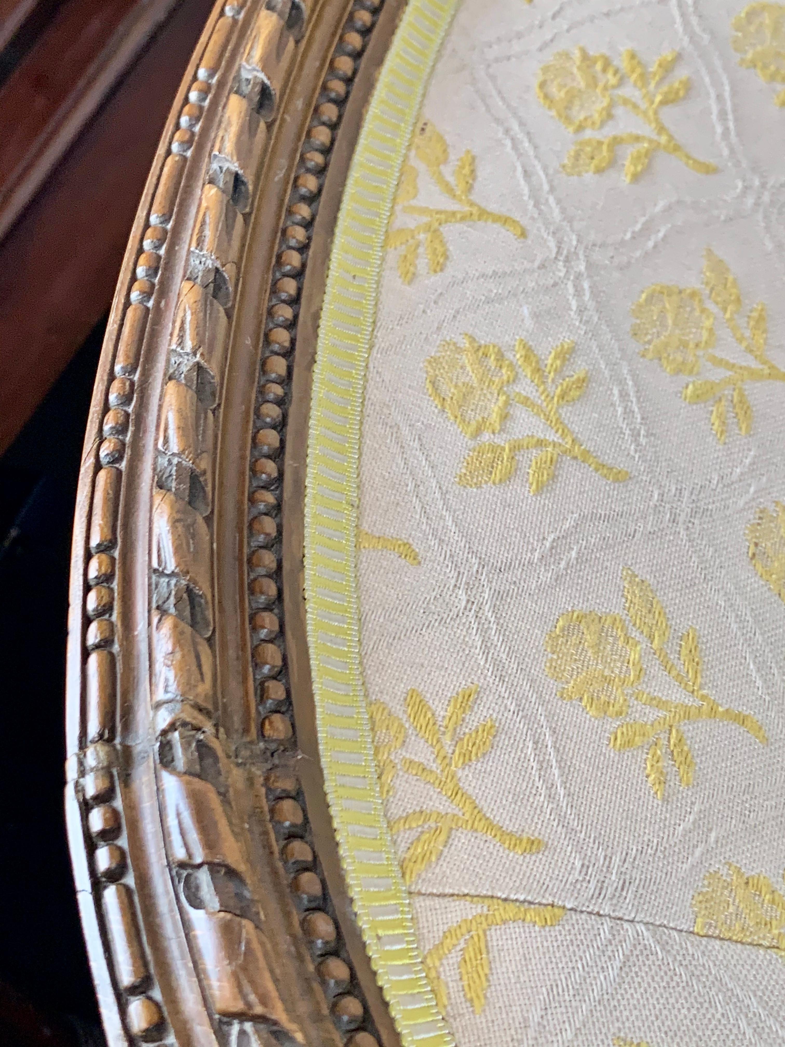 19th Century Upholstered Bérgère, Louis XVI, Hand Carved, France, 19th c. 