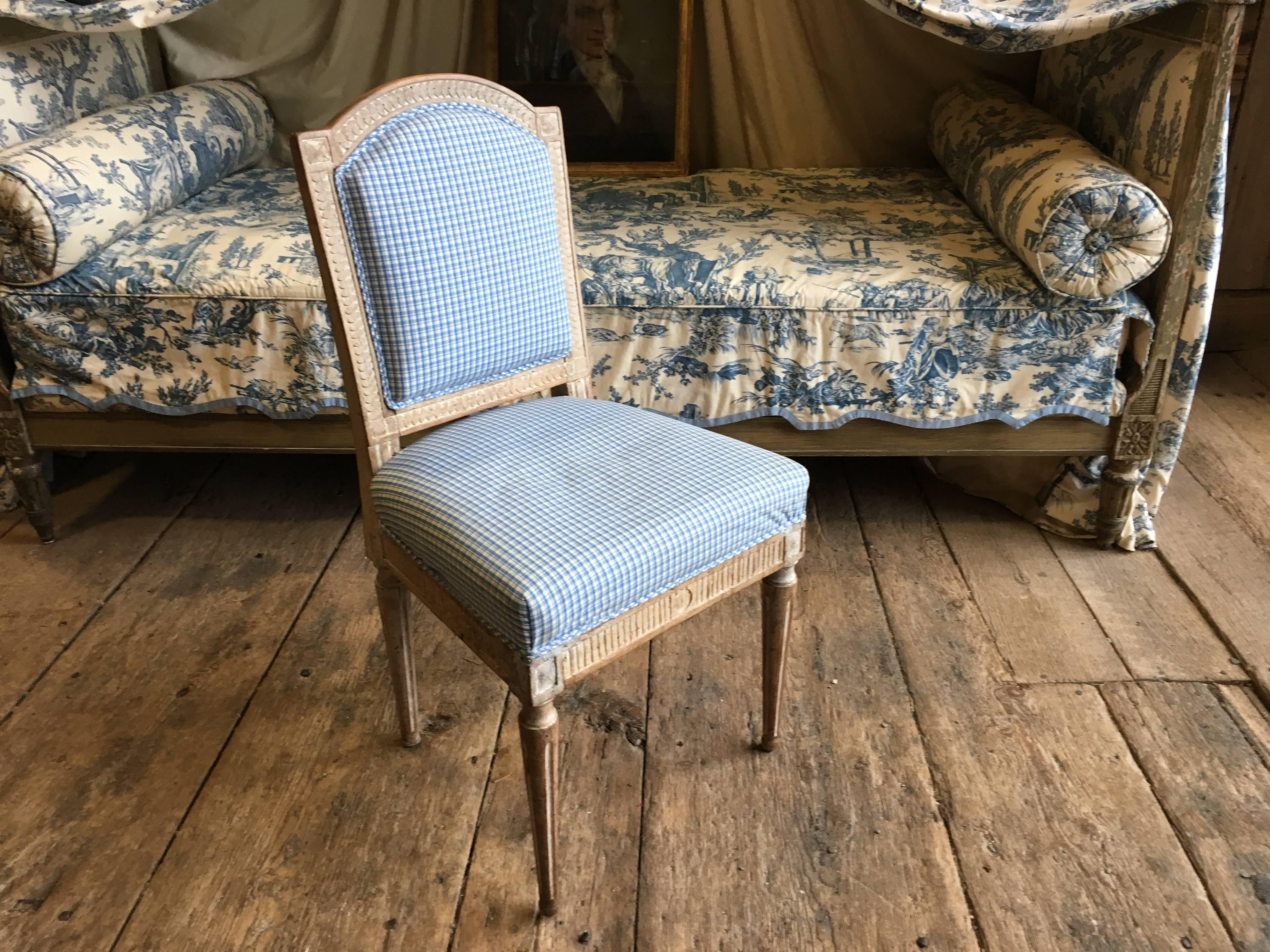 Carved Louis XVI Upholstered Side Chair