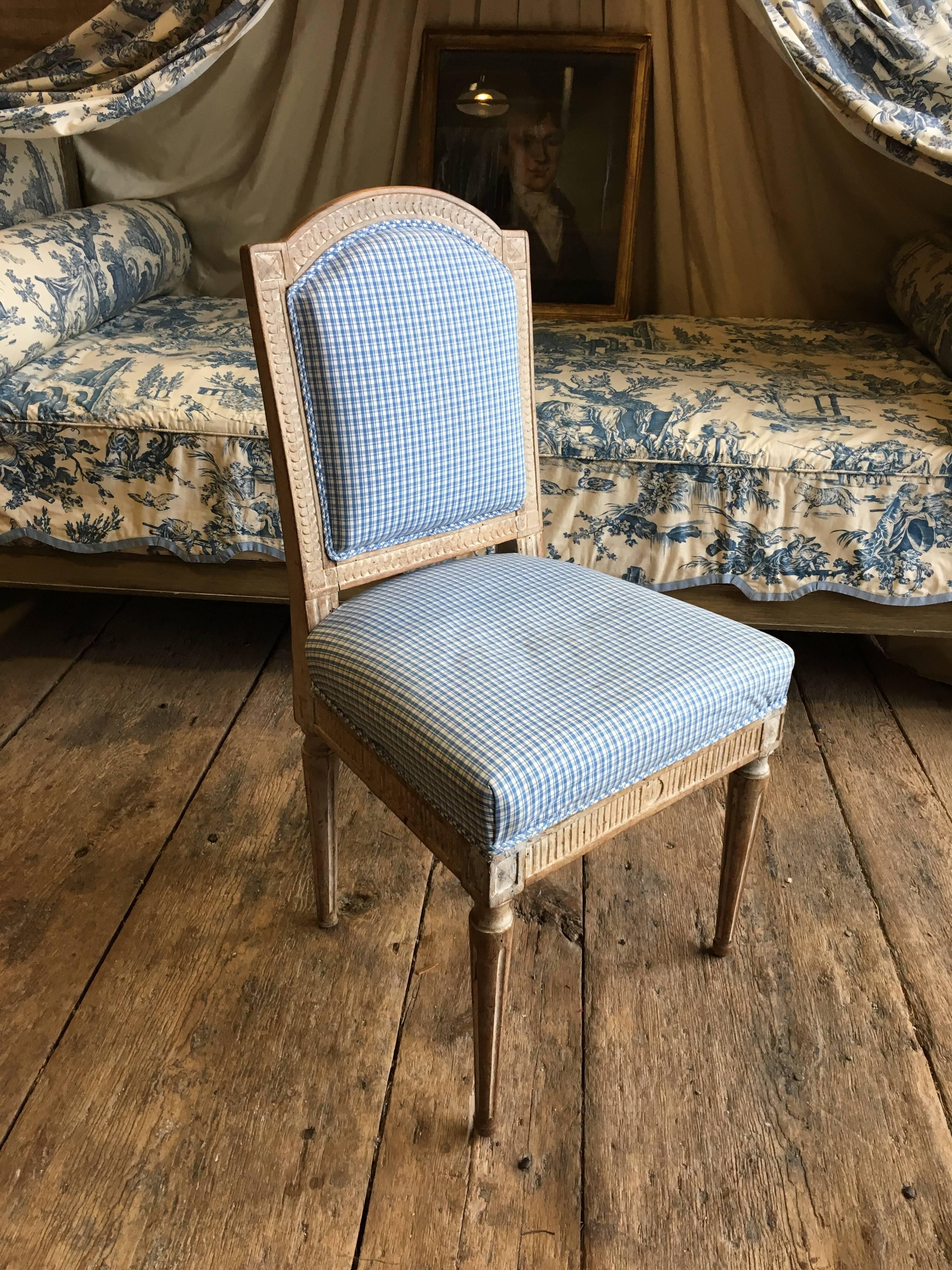 Louis XVI Upholstered Side Chair In Excellent Condition In Doylestown, PA
