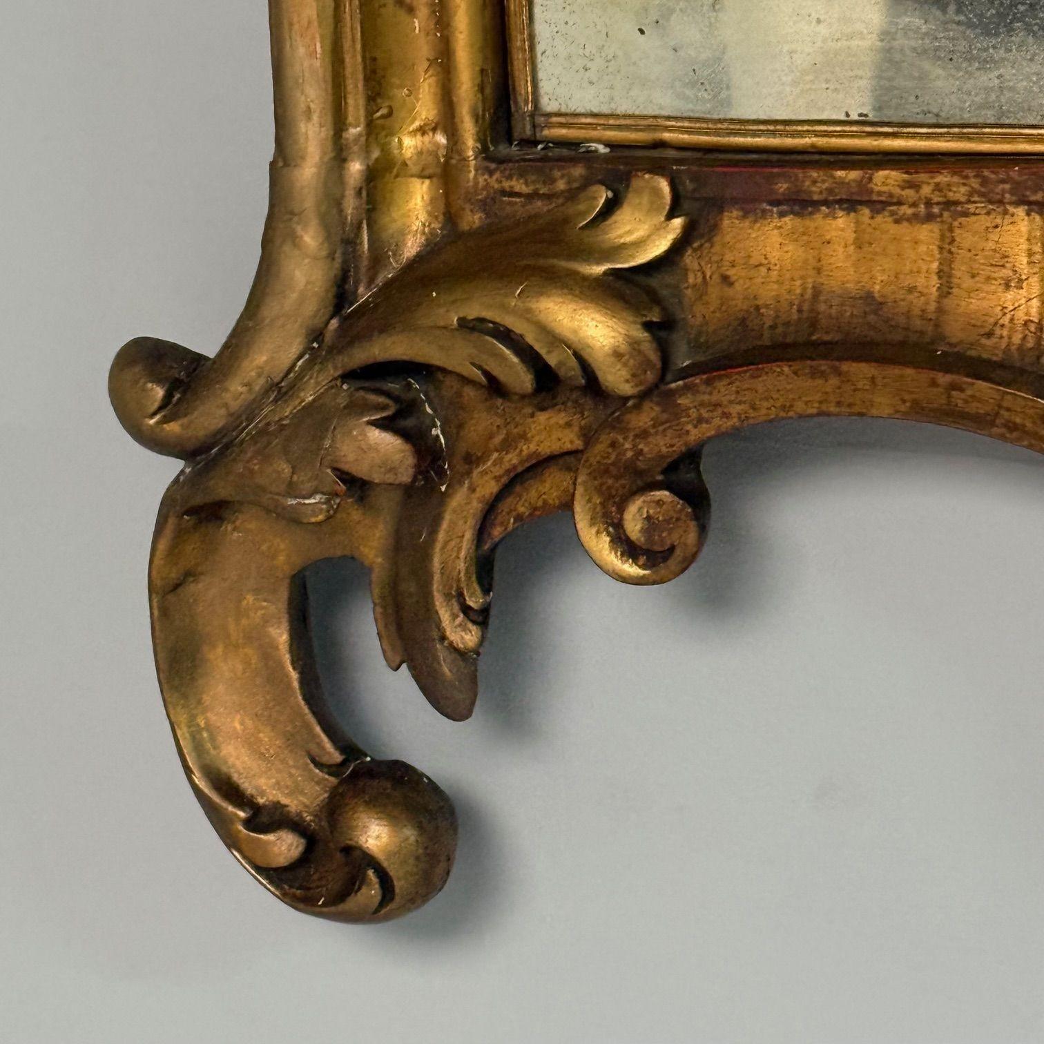 Louis XVI, Wall Mirrors, Giltwood, Antiqued Mirror, Fruitewood Motif 20th C. For Sale 3