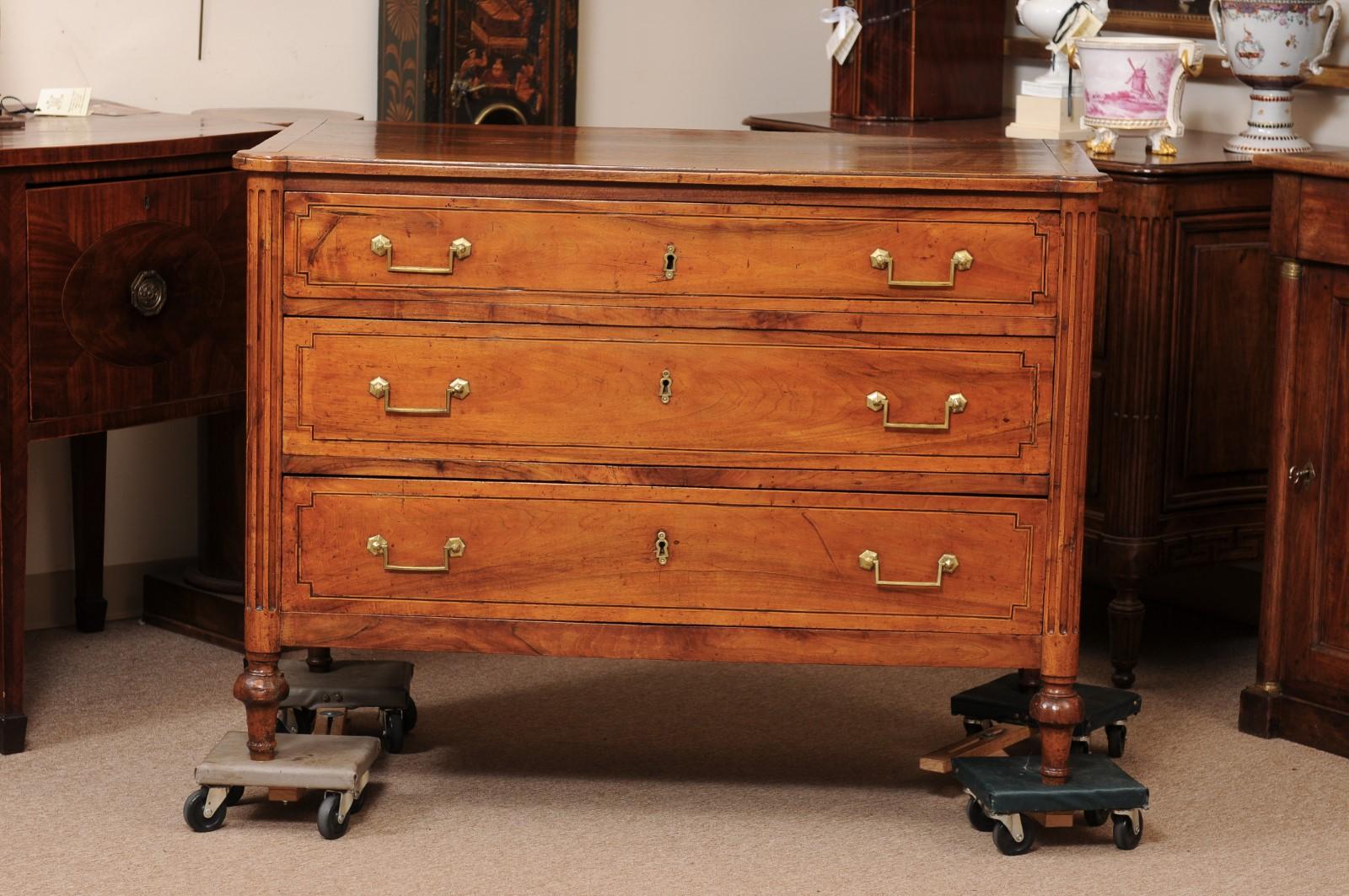 Louis XVI Walnut 3 Drawer Commode, France ca. 1790 For Sale 8