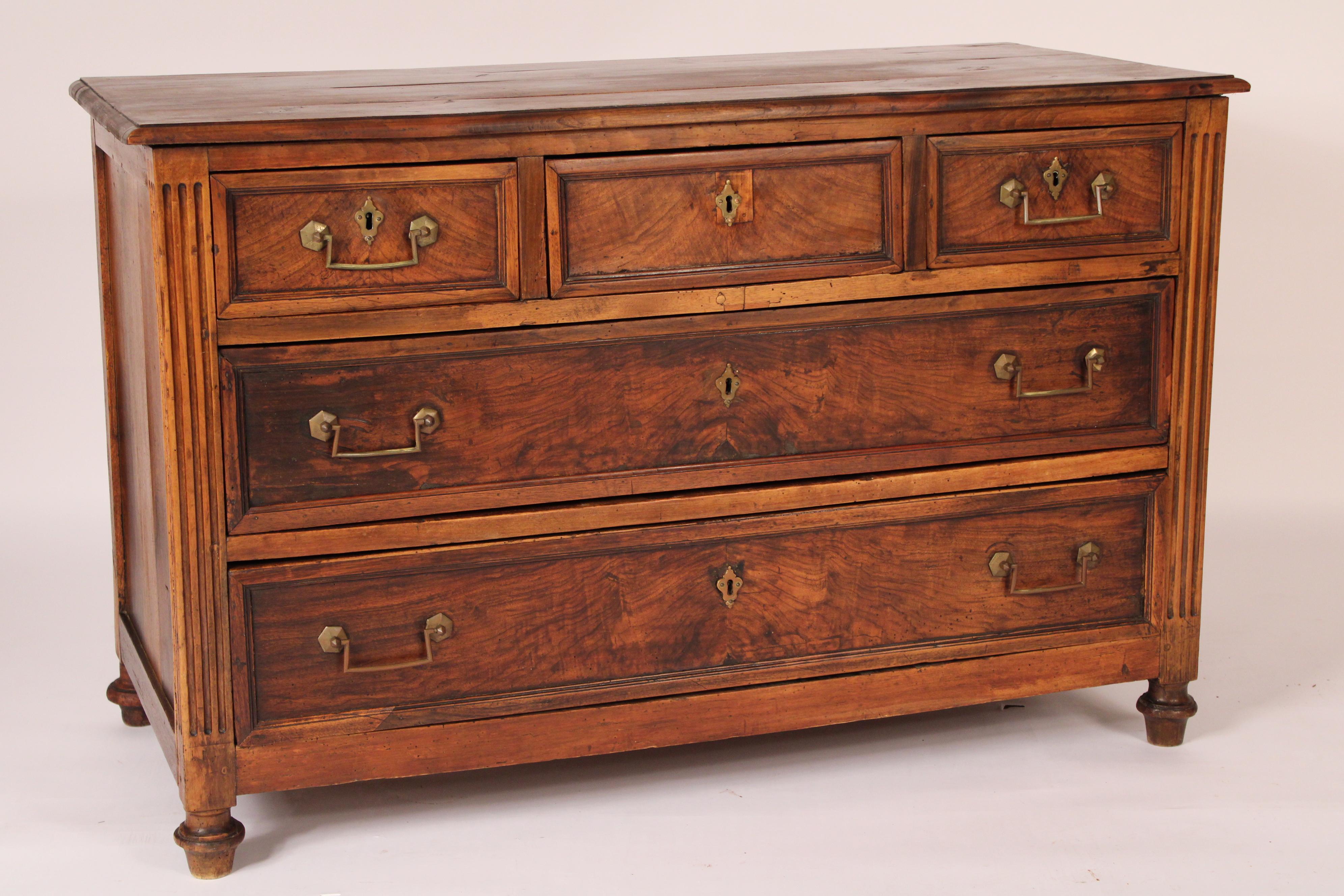 Europeo Cassettiera in noce e olmo Luigi XVI