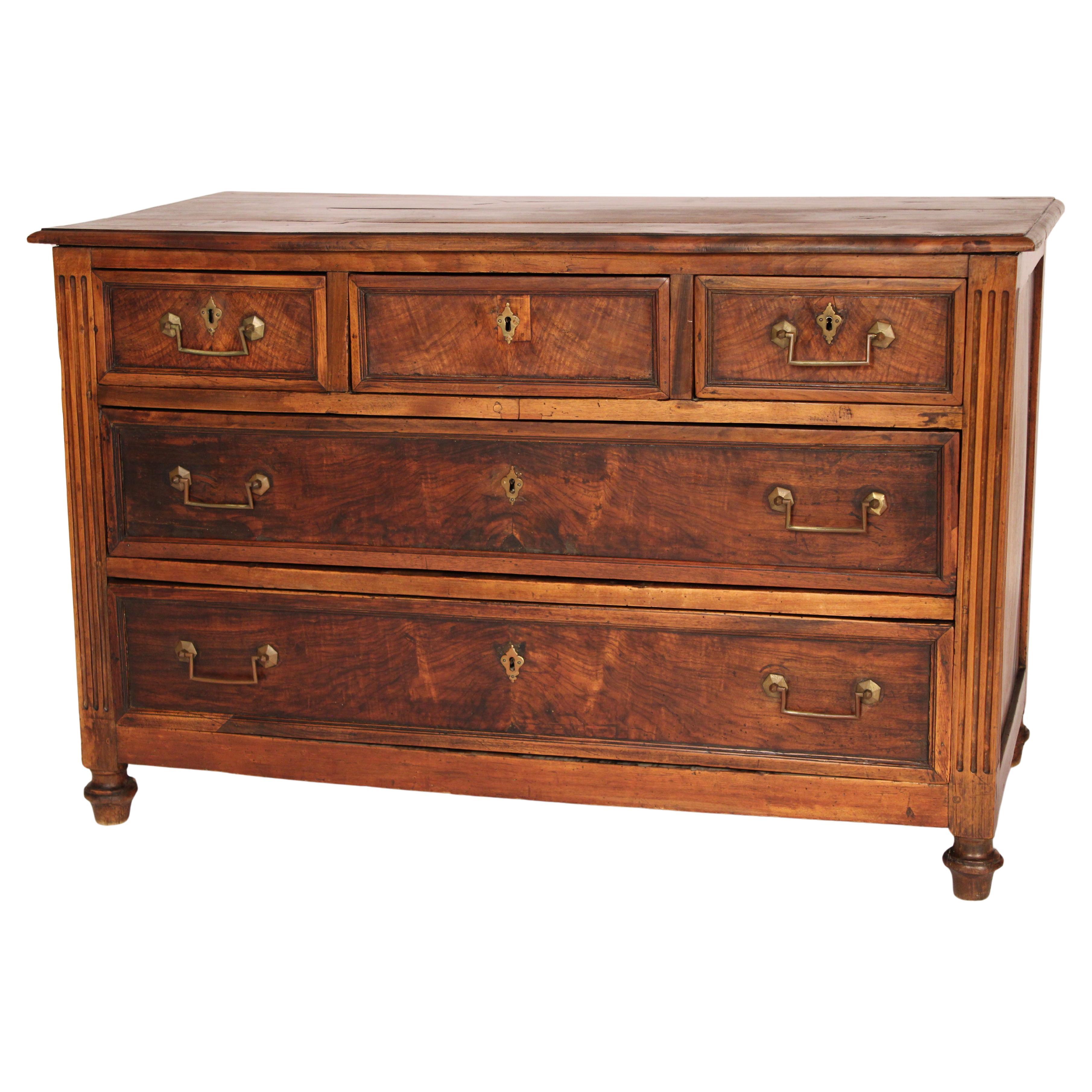 Cassettiera in noce e olmo Luigi XVI