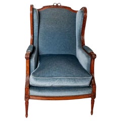 Louis XVI Walnut Bergere a Oreilles, 19th Century