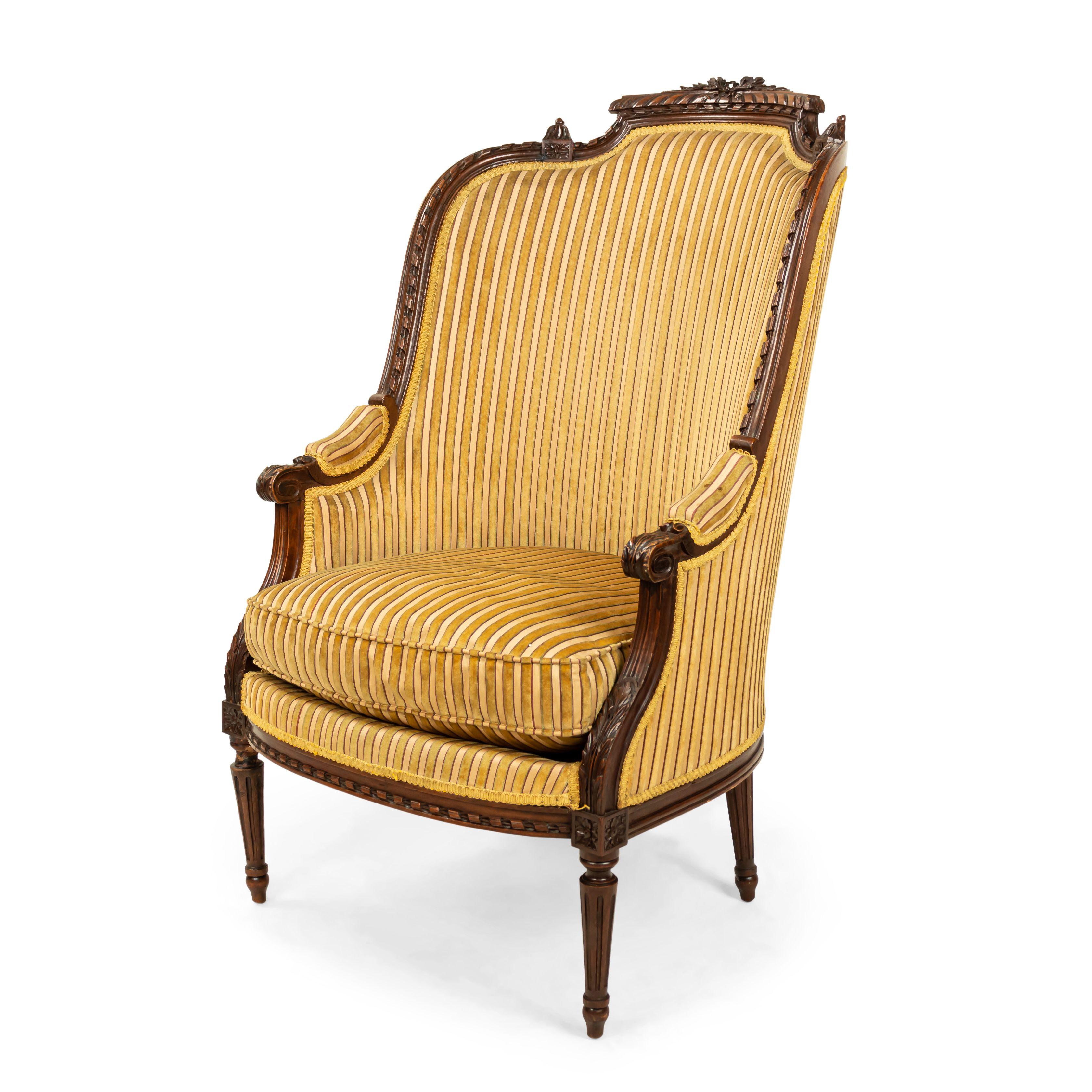 19th Century Louis XVI Walnut Bergère Armchairs For Sale