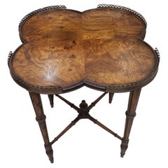 Louis XVI Walnut Burl and Gallery French Gueridon Table, Circa 1880s