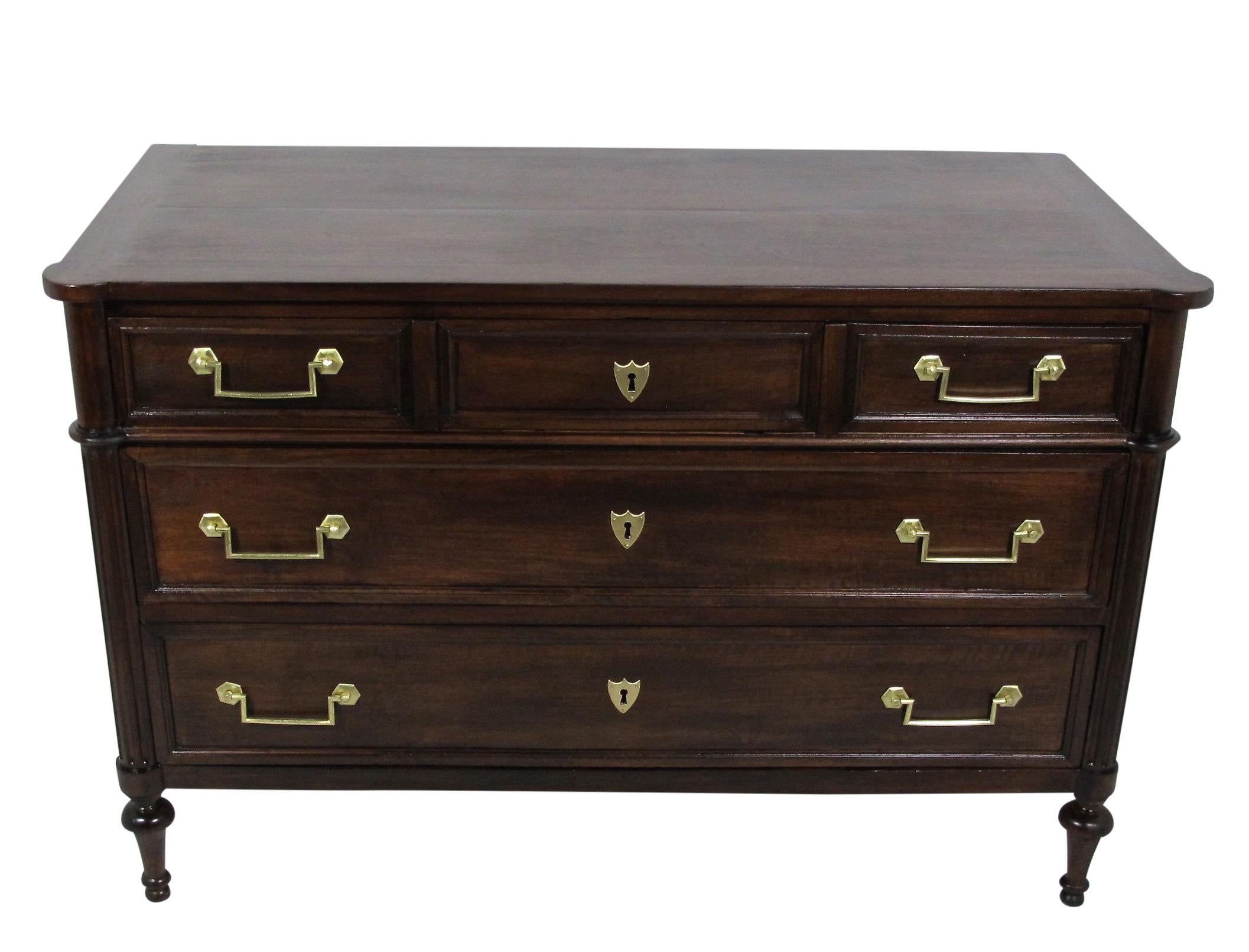 French Louis XVI Walnut Chest of Drawers, France circa 1780