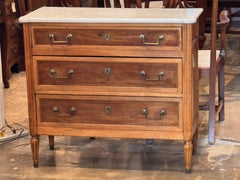 Louis XVI Walnut Commode With Marble Top