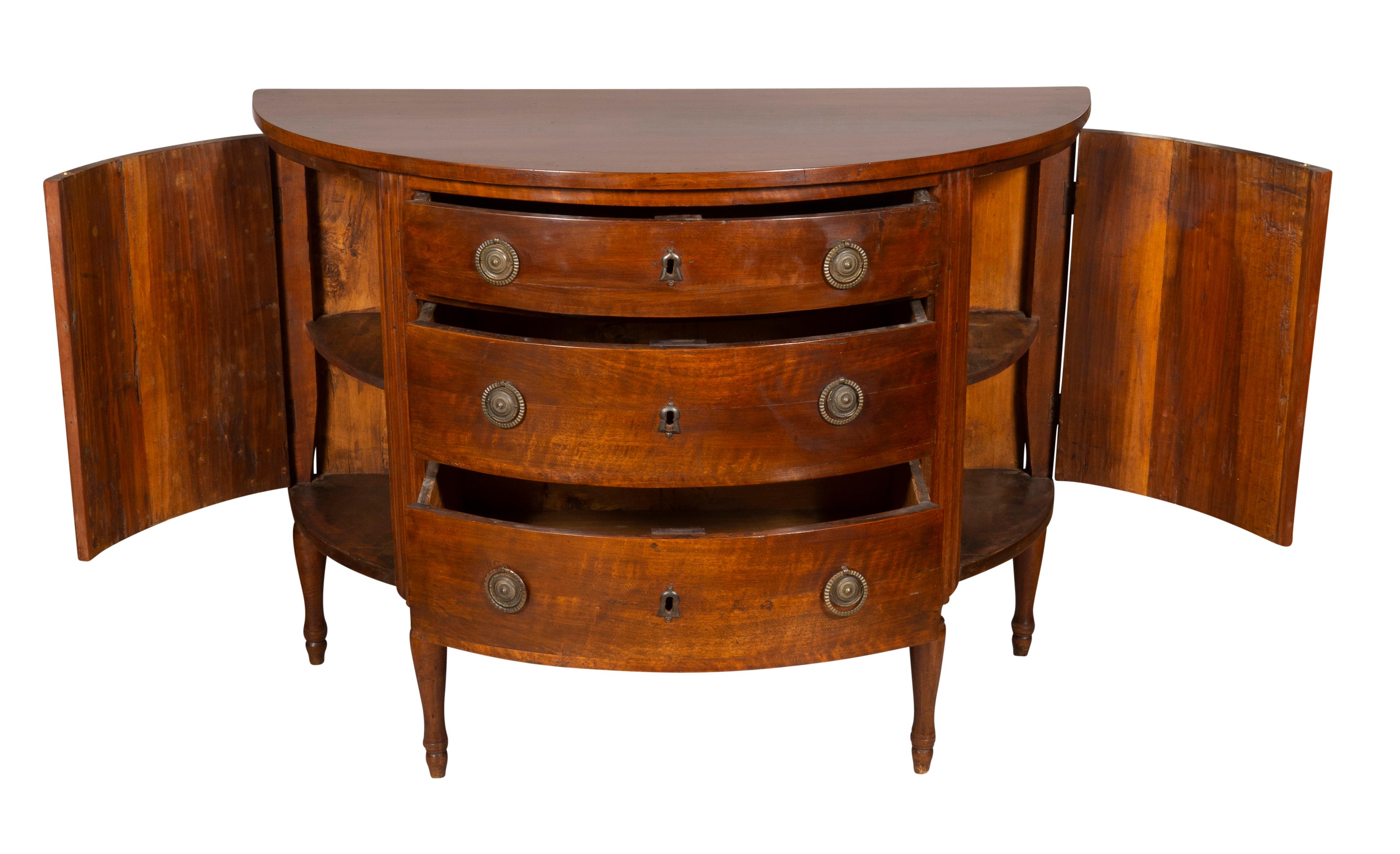 French Louis XVI Walnut Demilune Commode