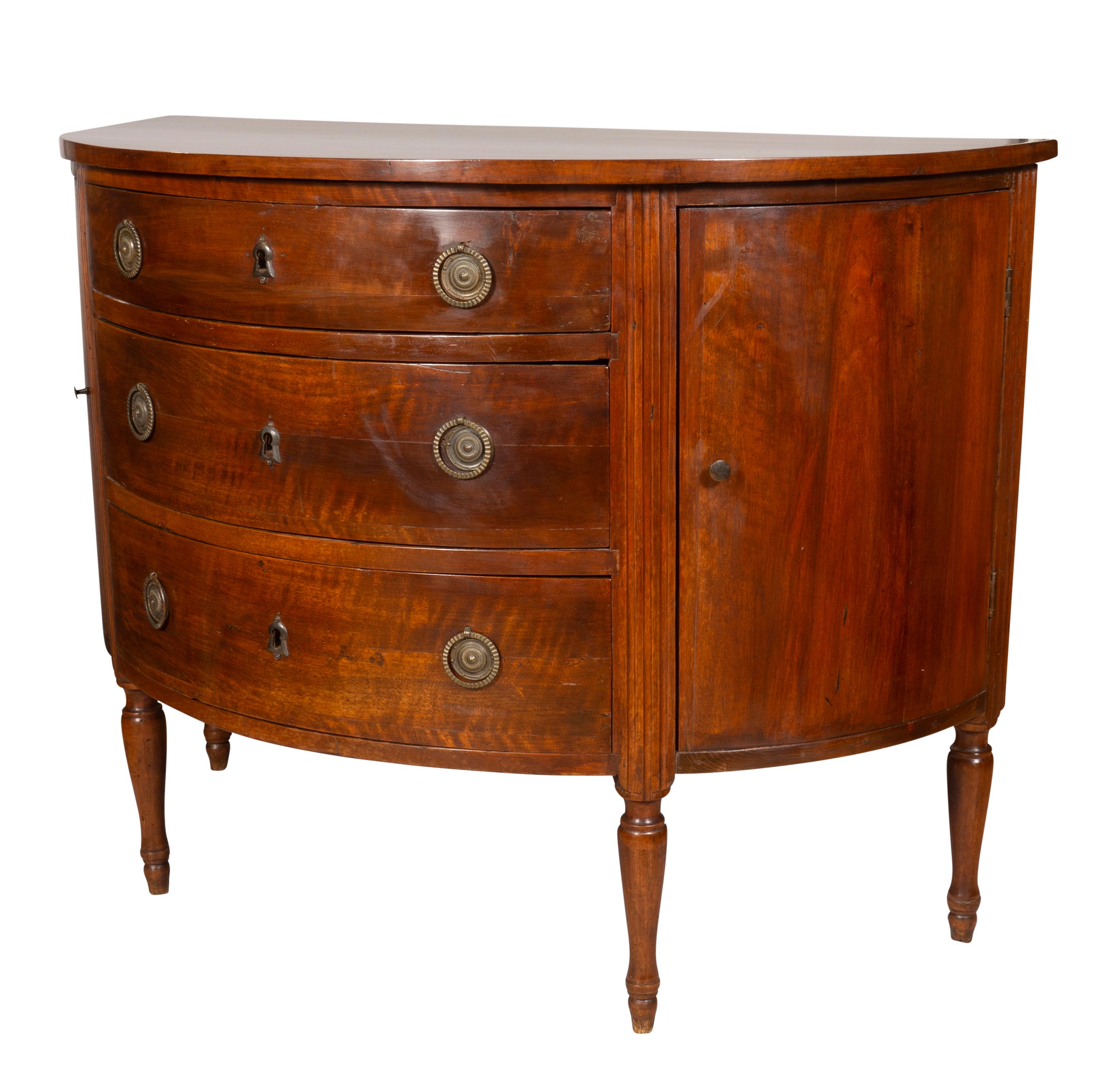 Louis XVI Walnut Demilune Commode 3