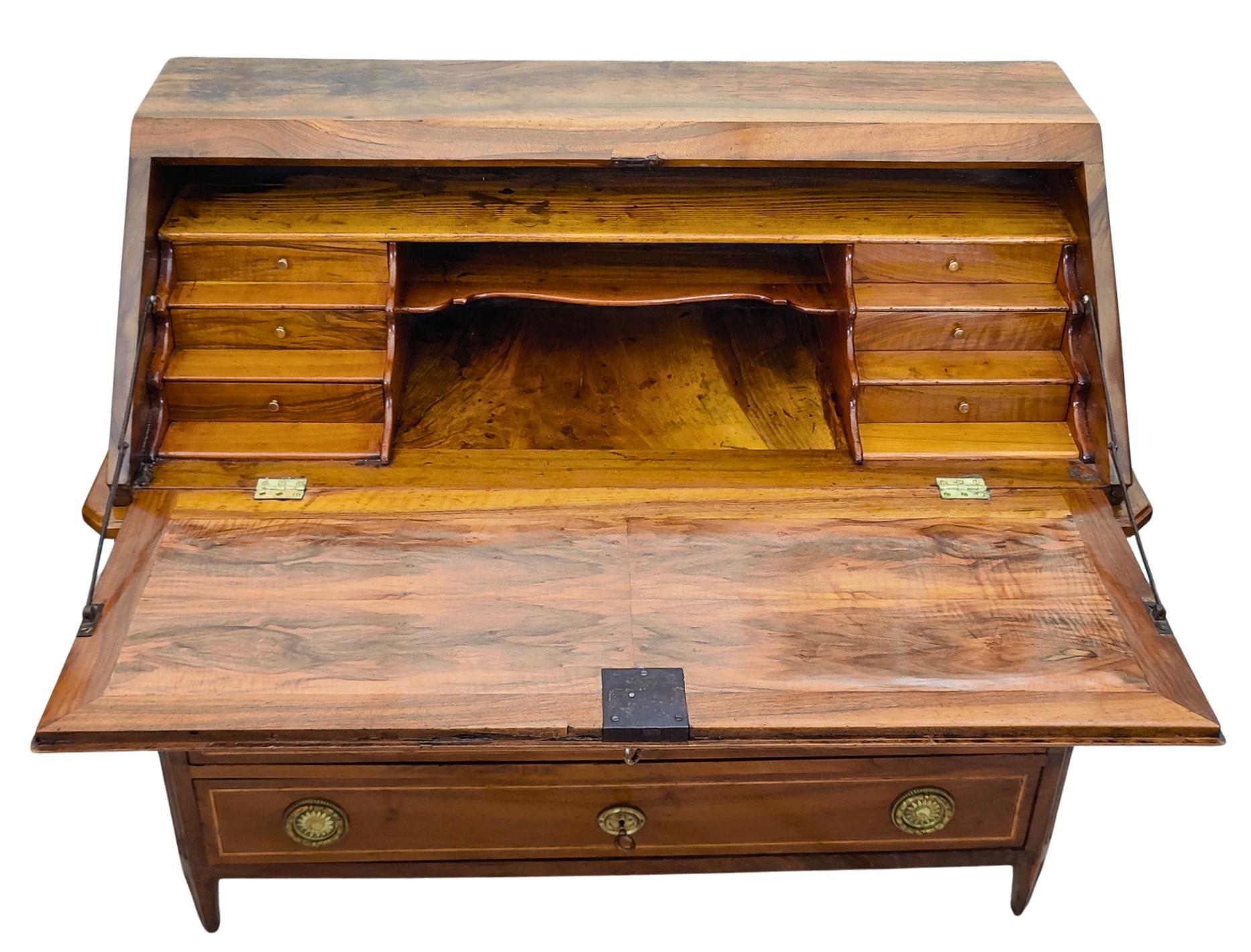 German Louis XVI Walnut Fall Front Desk / Secretaire For Sale
