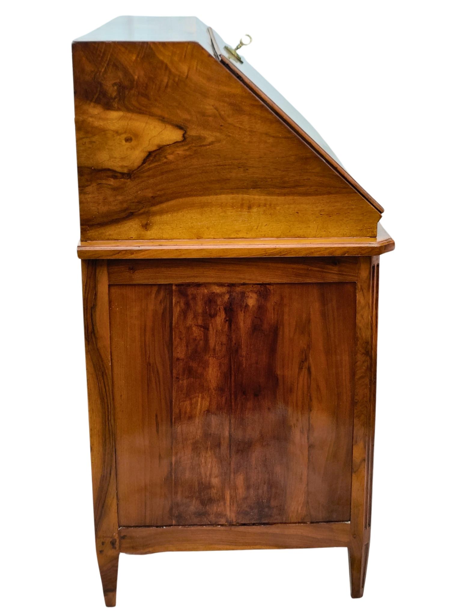 Polished Louis XVI Walnut Fall Front Desk / Secretaire For Sale