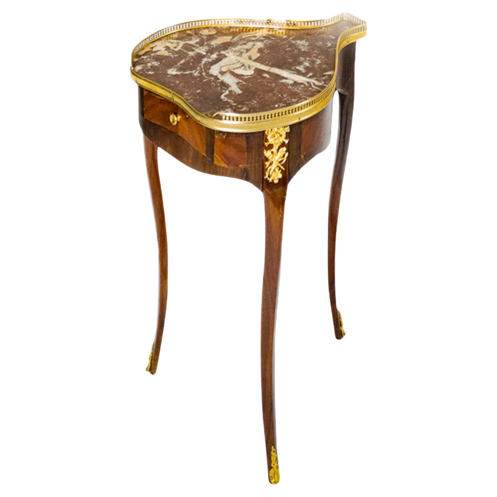 Louis XVI Nussbaum Marmor Guéridon Tisch, 19. Jahrhundert