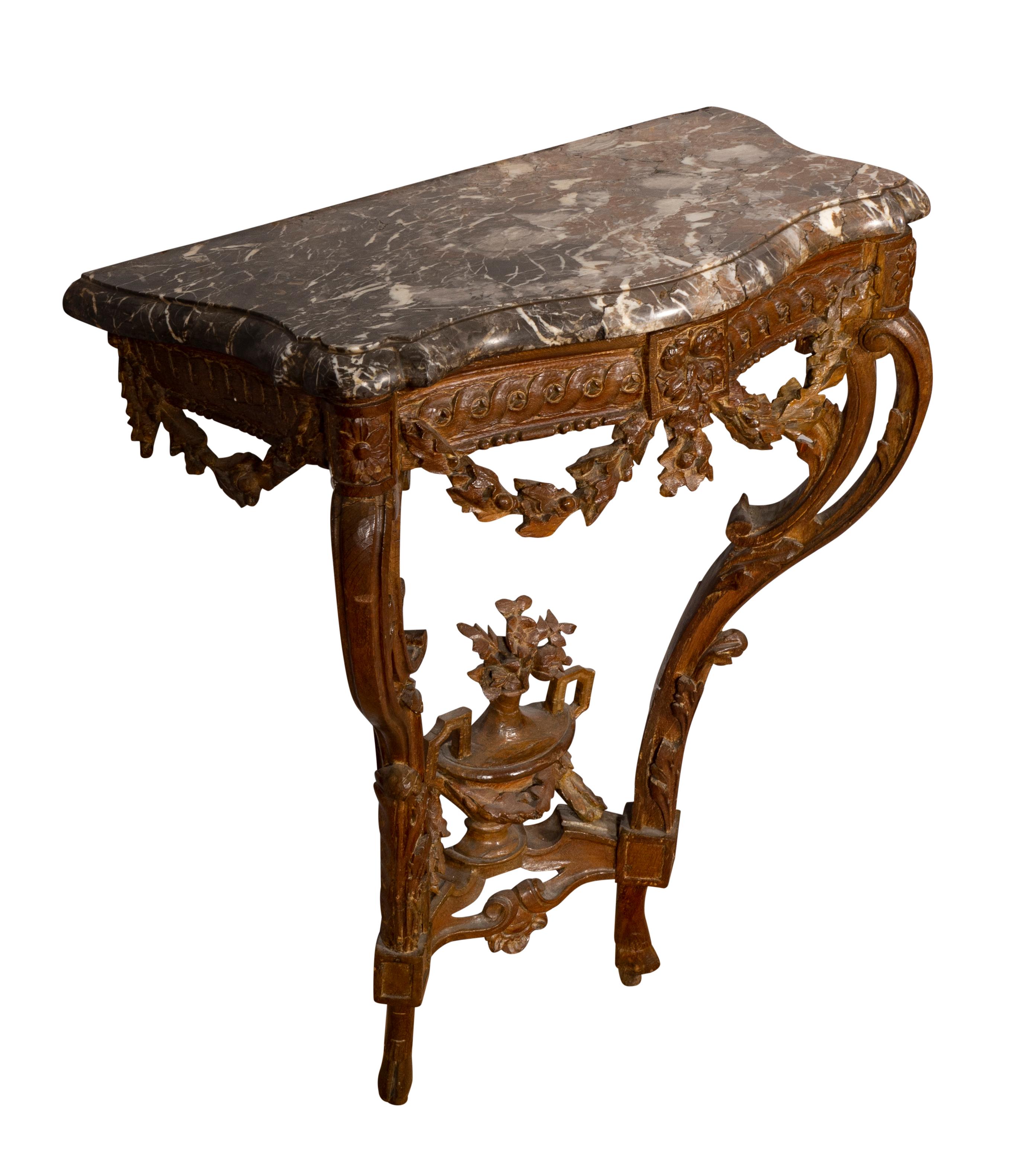 French Louis XVI Waxed Oak Console Table For Sale