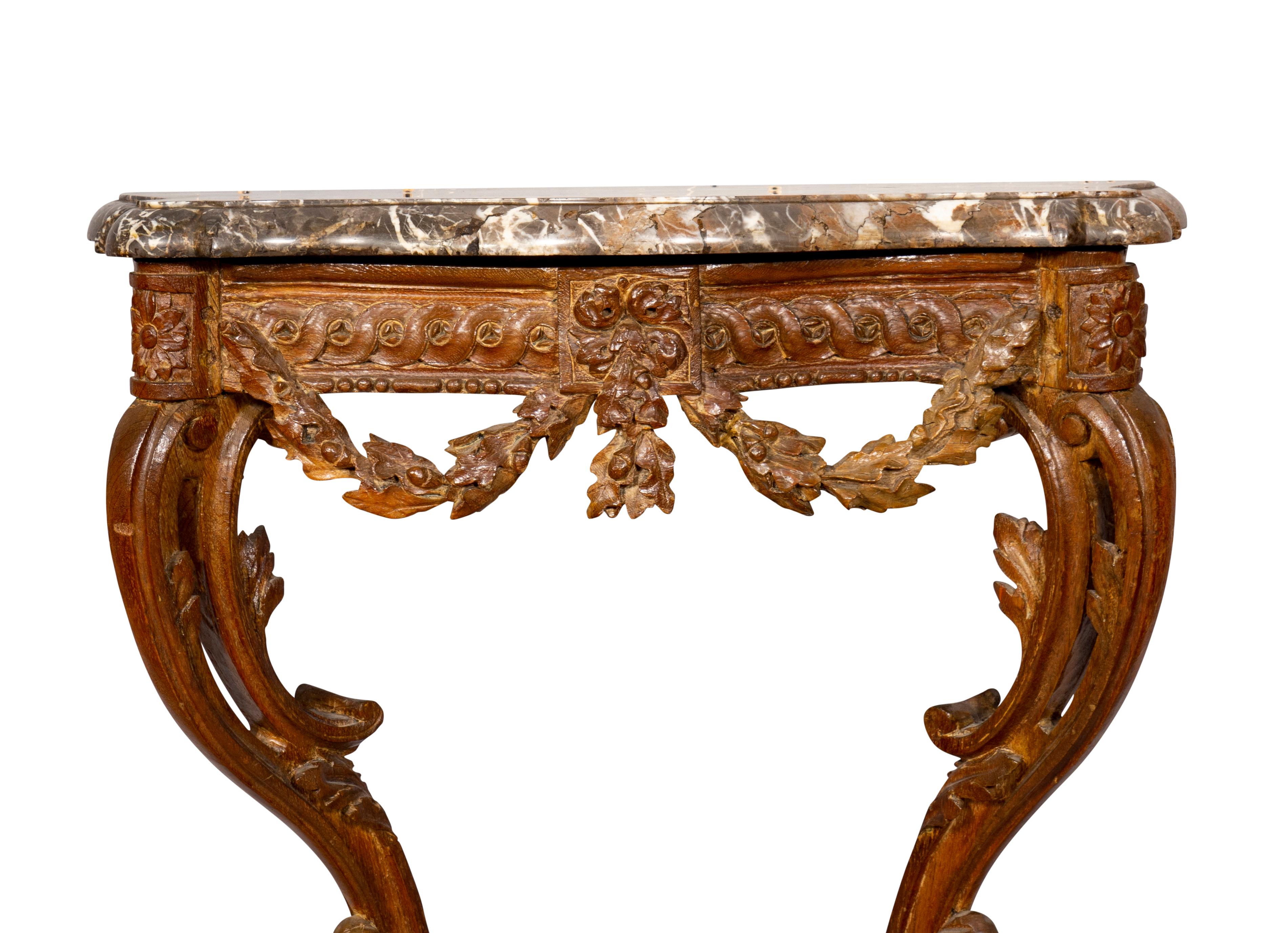 Louis XVI Waxed Oak Console Table For Sale 1