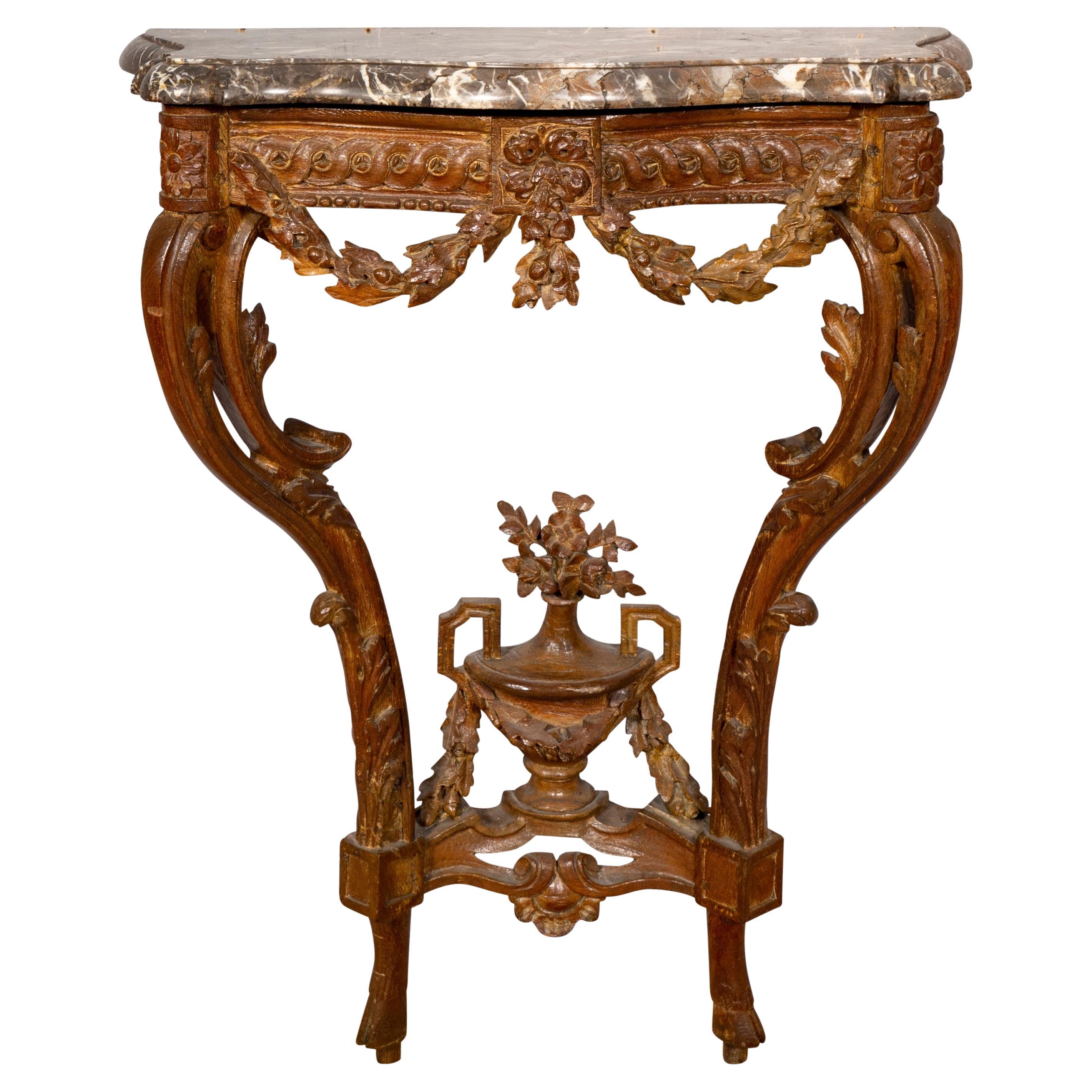Table console Louis XVI en chêne ciré