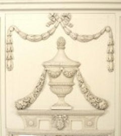 Louis XVI White Painted Urn and Festoon Design Trumeau / Wall Mirror