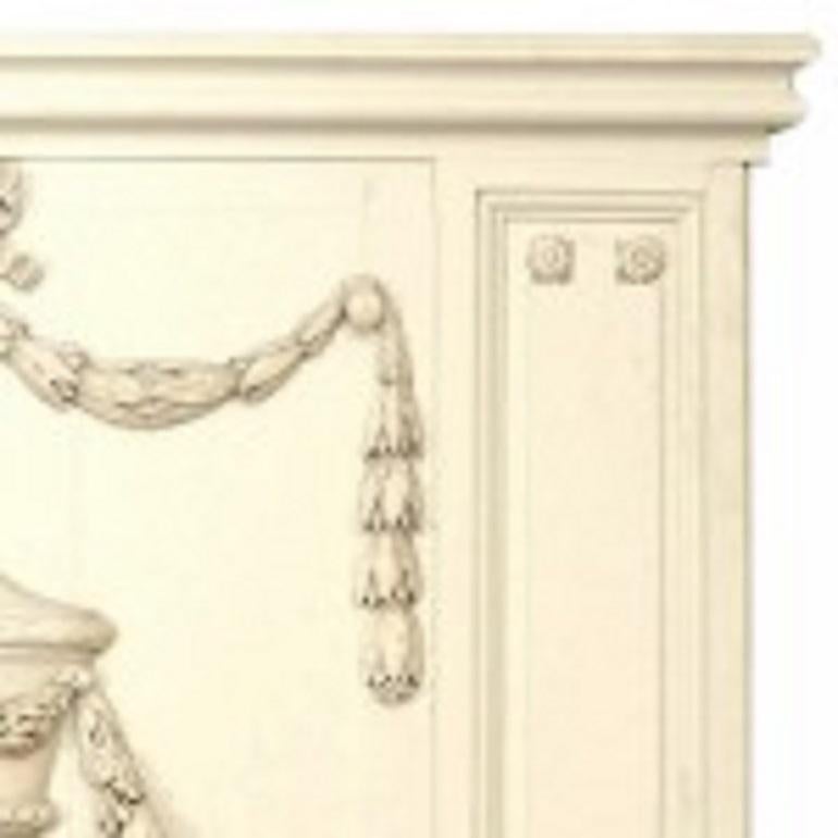 French Louis XVI White Painted Urn and Festoon Design Trumeau / Wall Mirror For Sale