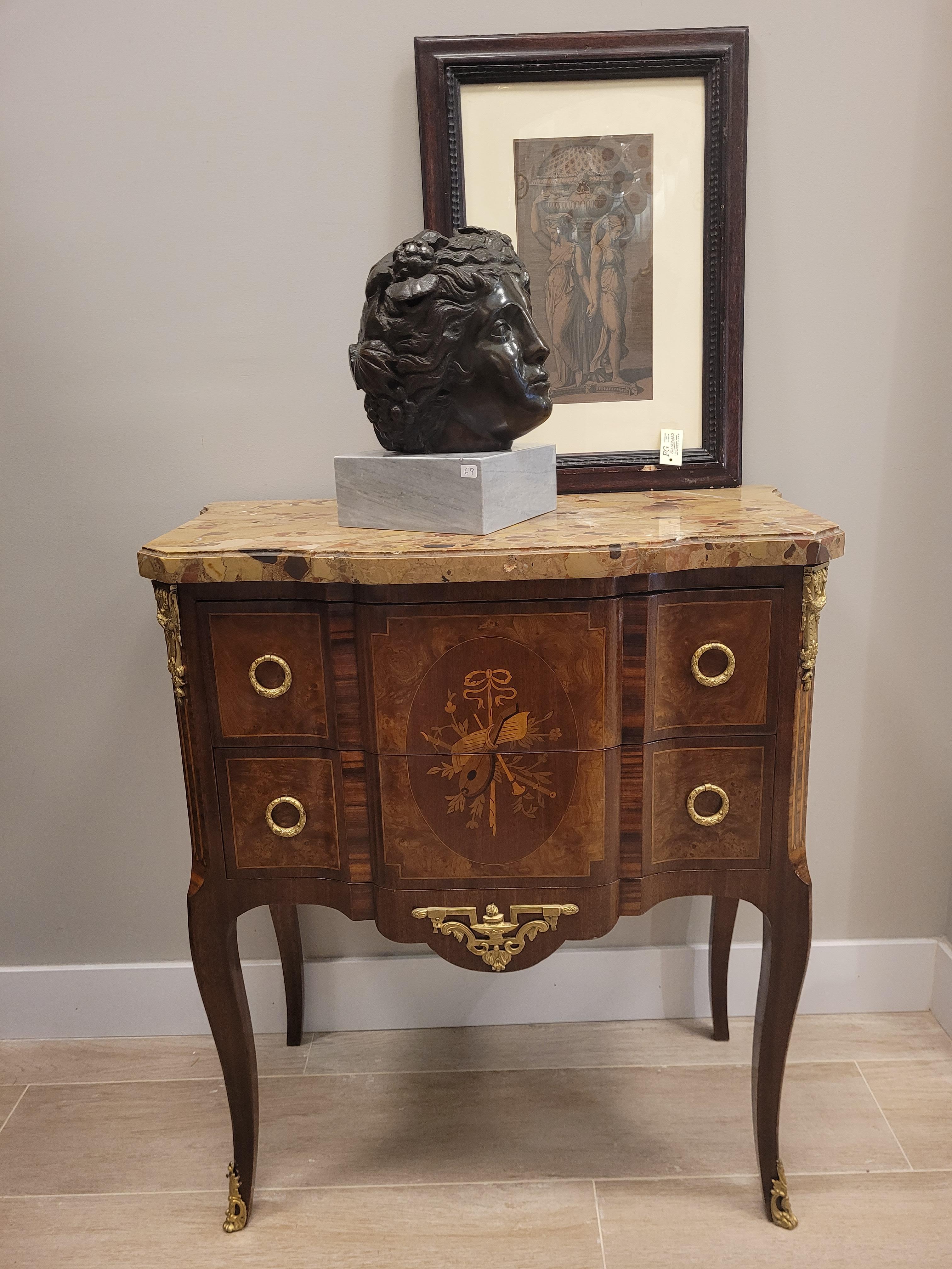 Louis XVI wood French Commode , Chest of Drawers , marble For Sale 12