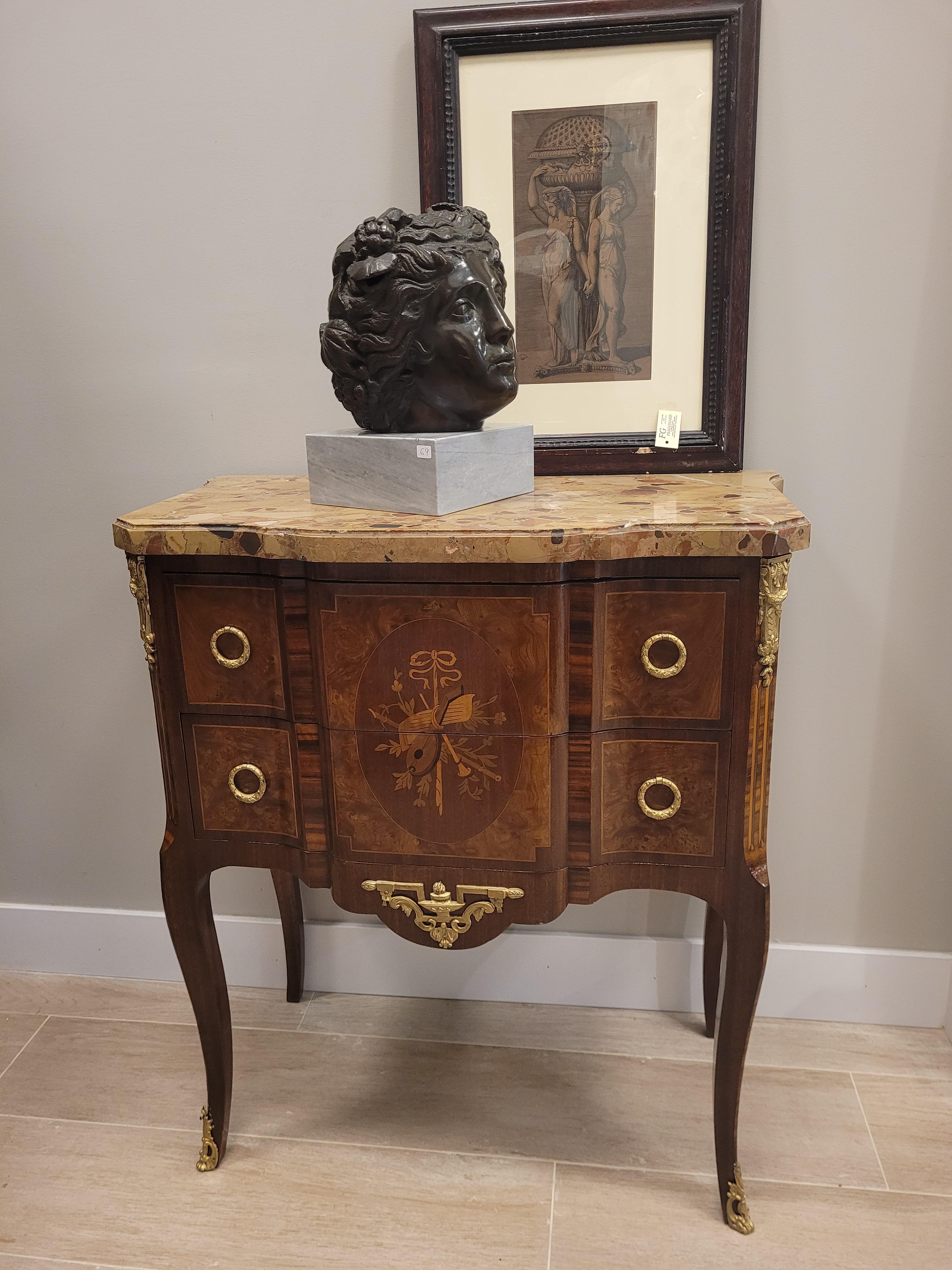 Louis XVI wood French Commode , Chest of Drawers , marble For Sale 13