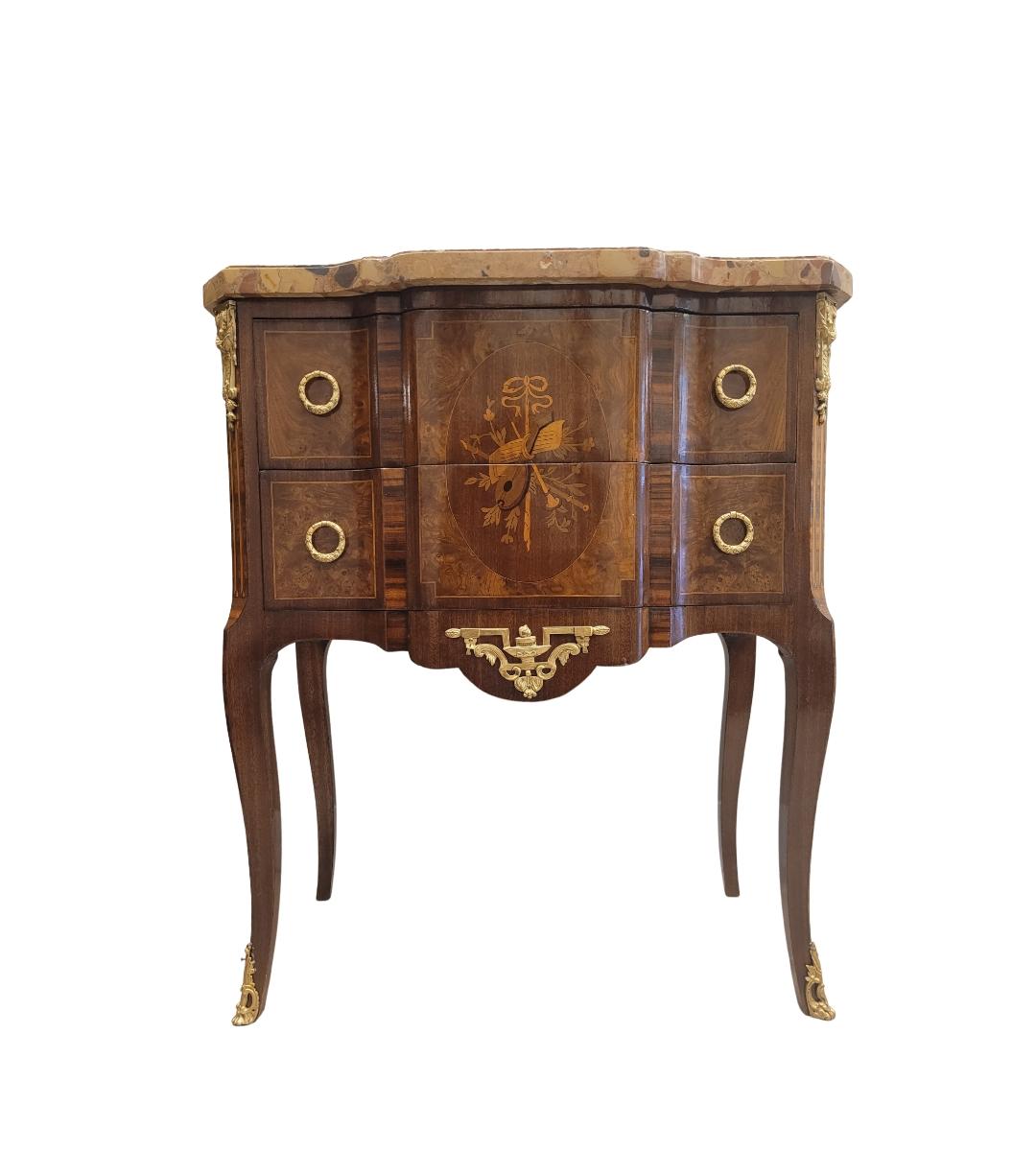 Louis XVI wood French Commode , Chest of Drawers , marble For Sale 14