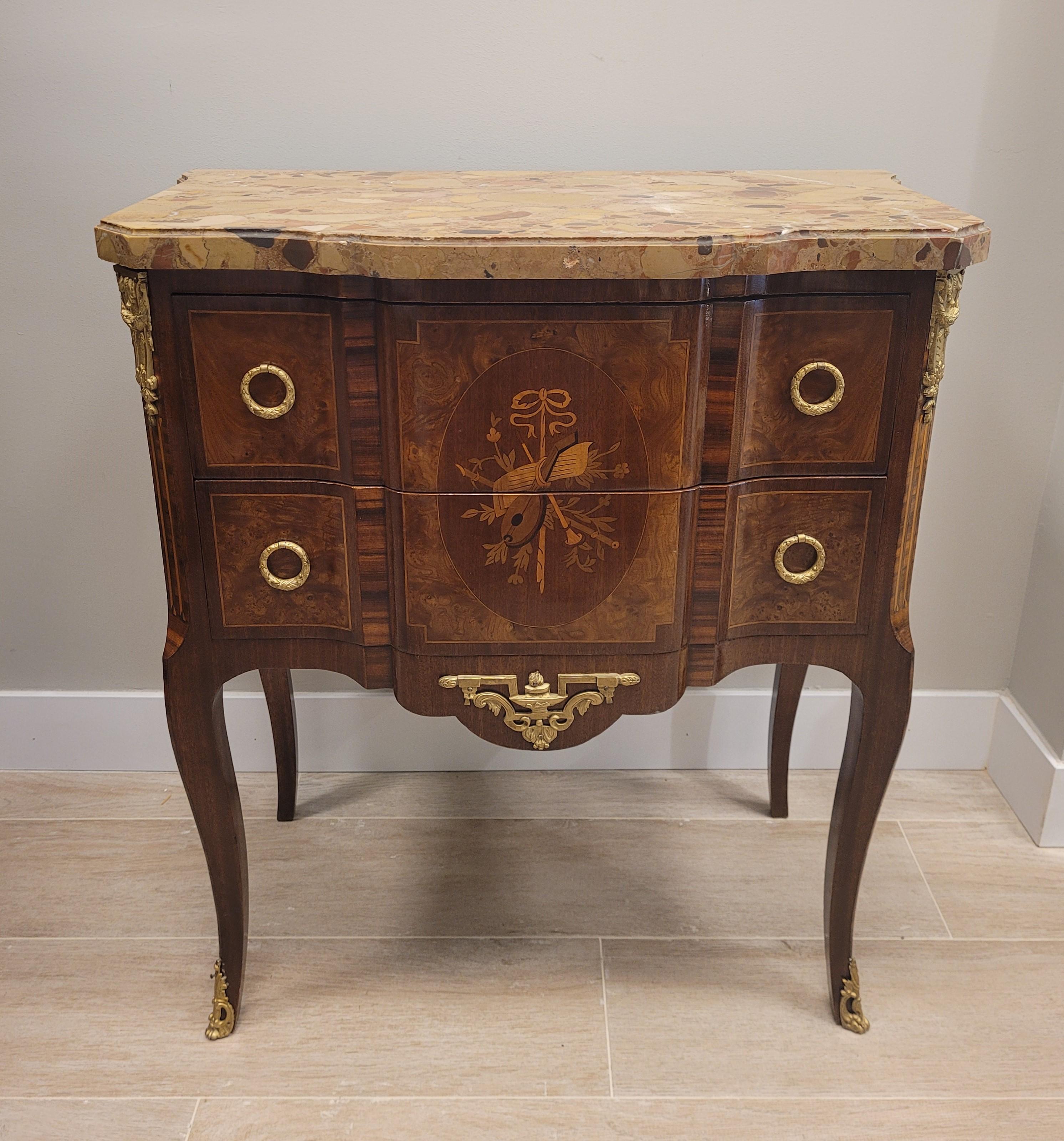 Louis XVI wood French Commode , Chest of Drawers , marble For Sale 1