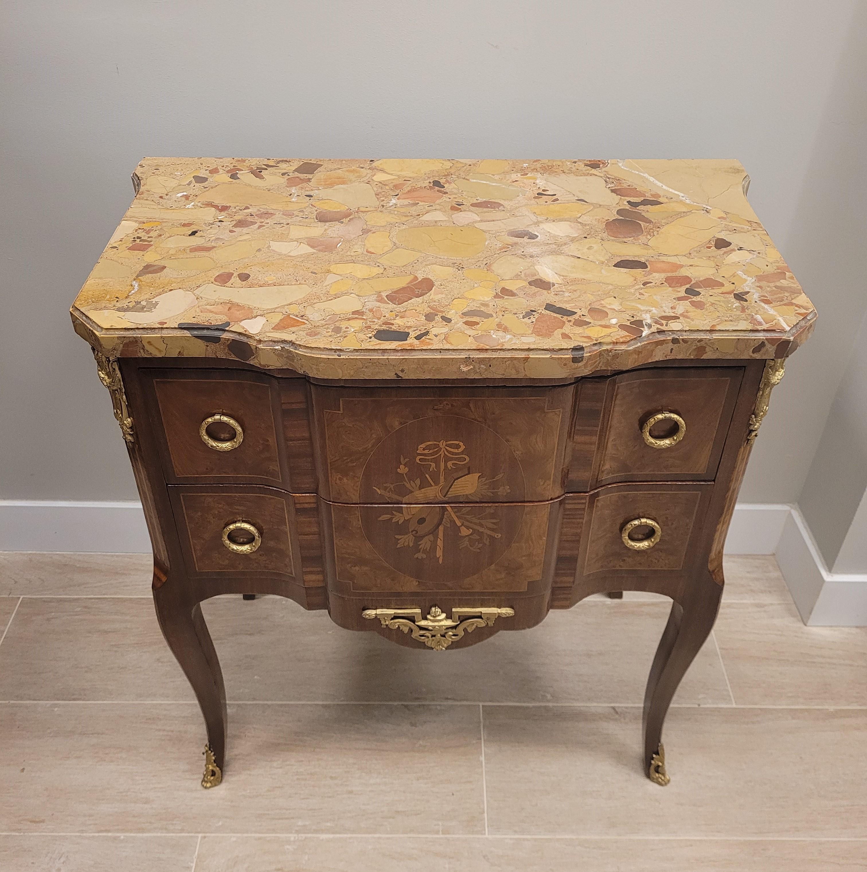 Louis XVI wood French Commode , Chest of Drawers , marble For Sale 2