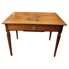 Antique Louis XVI wooden coffee table with drawer, France