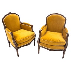 Louis XVI Yellow Armchairs, France, Around 1880