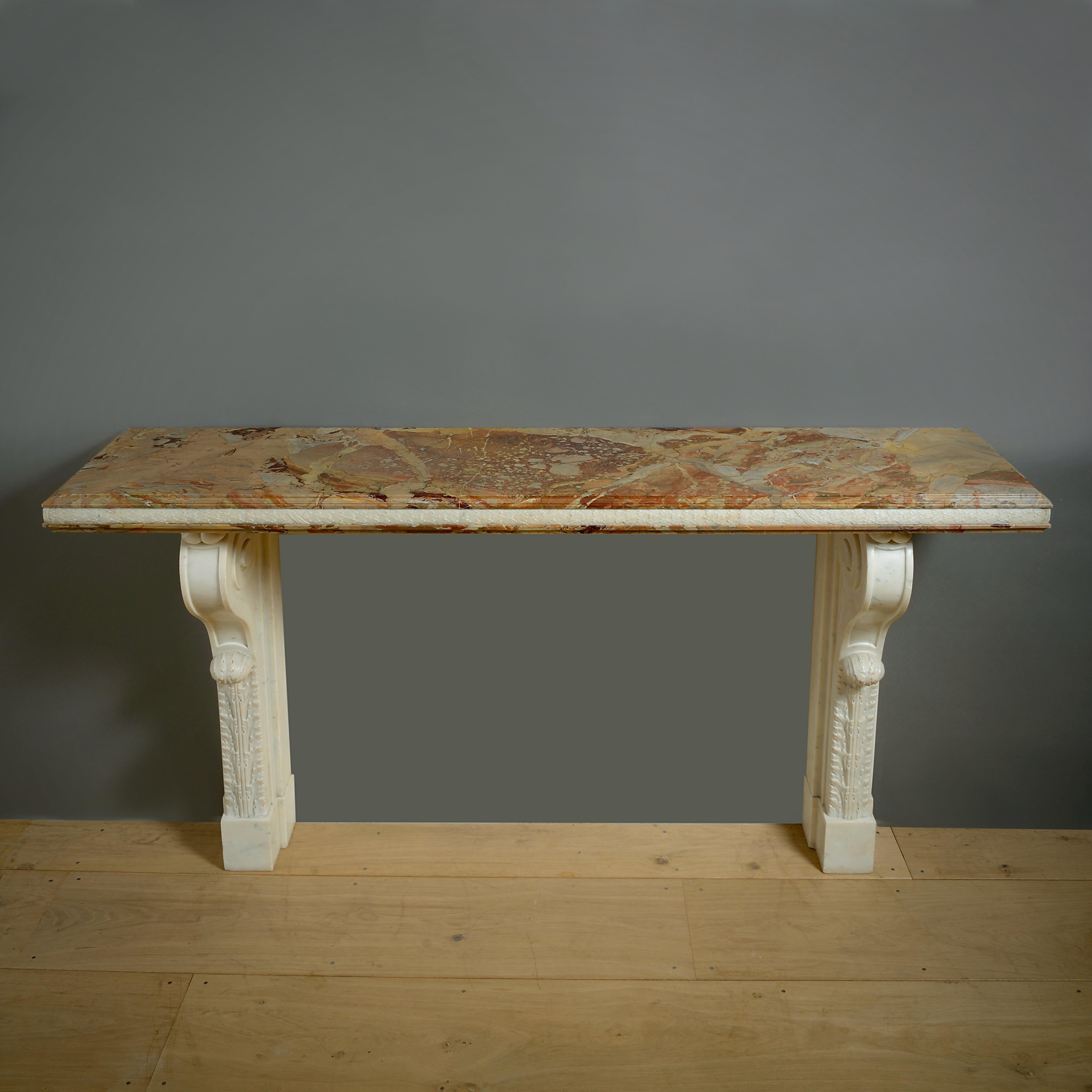 Tavolo consolle in marmo statuario e sarrancolino Luigi XVIII in vendita 3