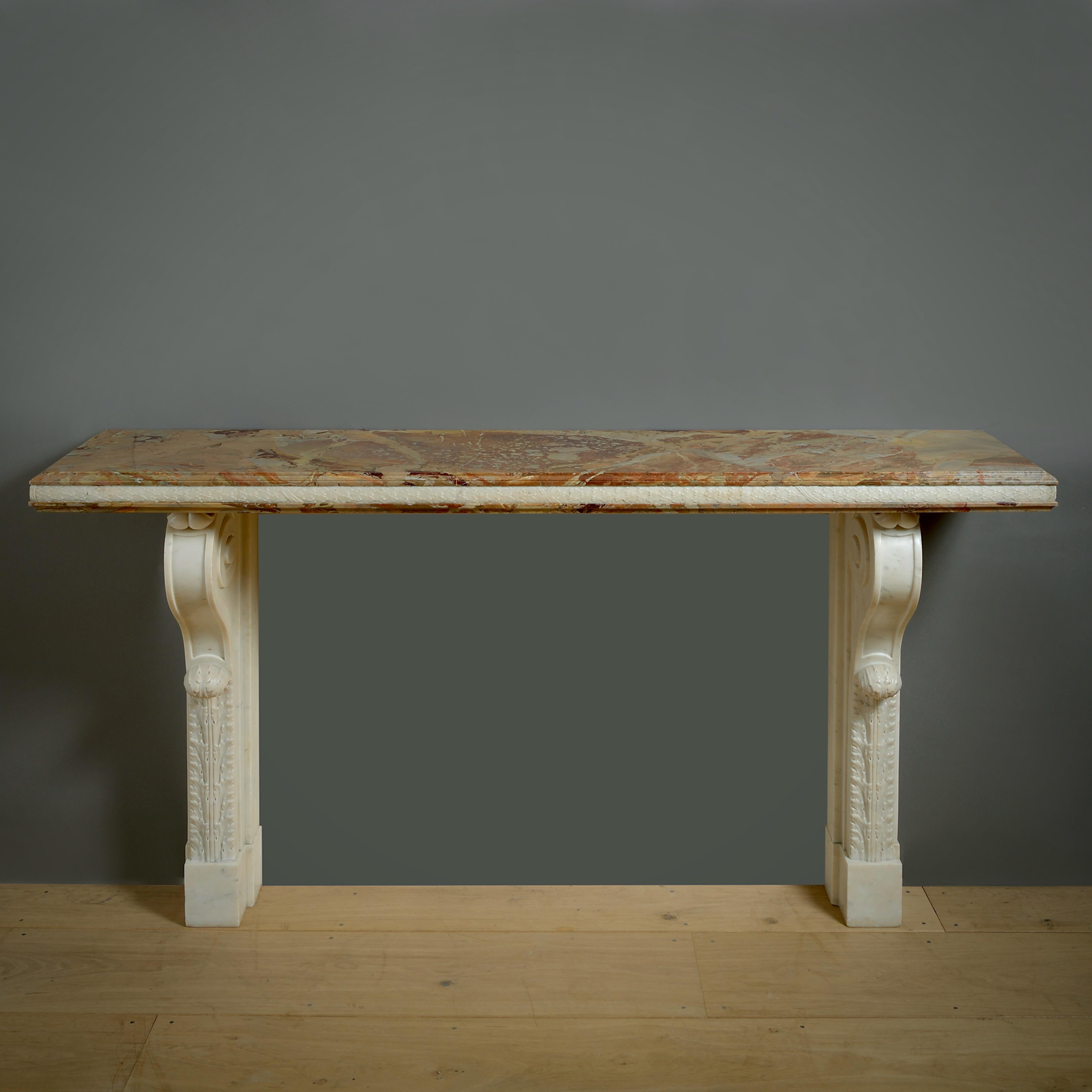 Tavolo consolle in marmo statuario e sarrancolino Luigi XVIII in vendita 4