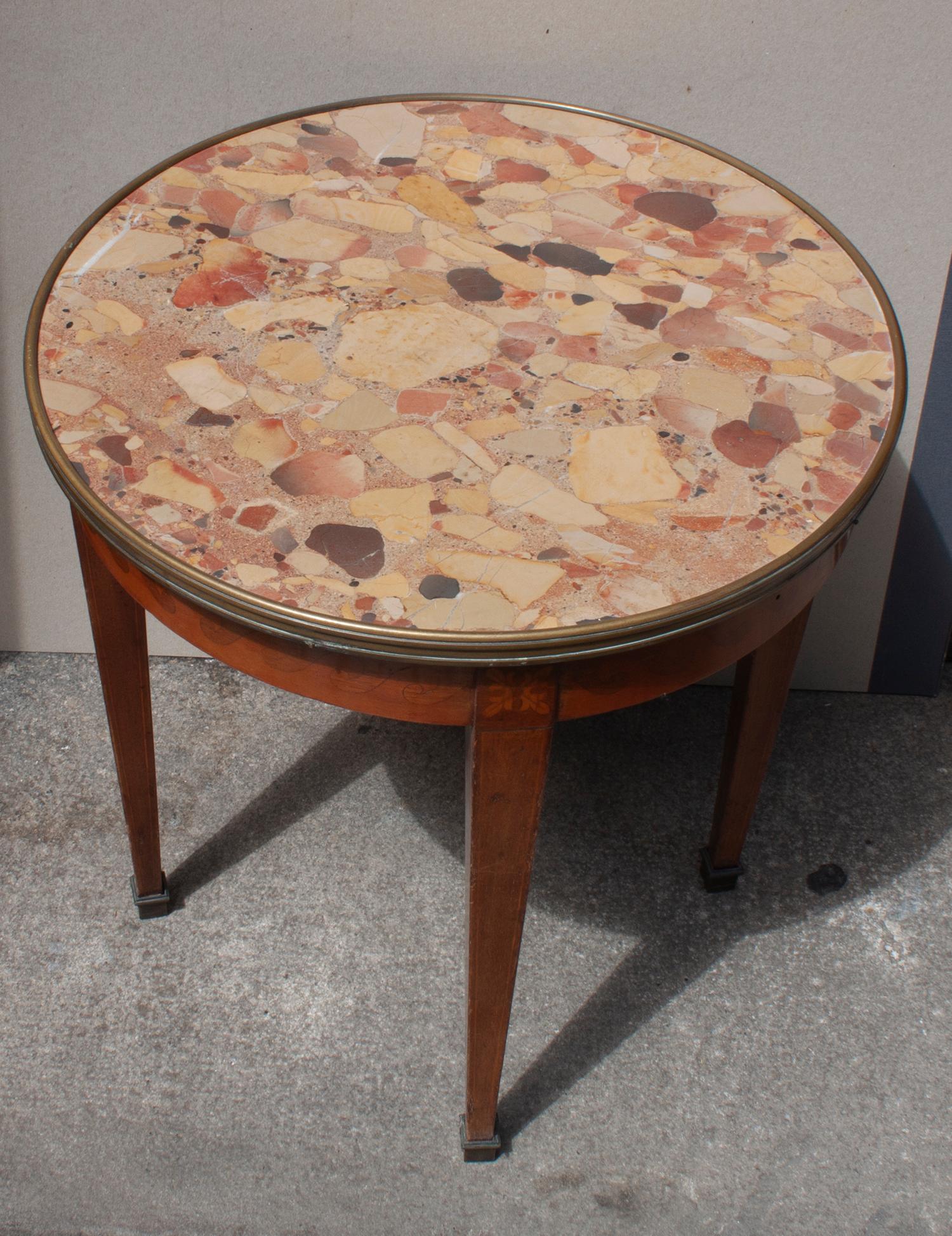 Louis XVI Style French Side Table in Breccia Marble and Wood, 1940s 5