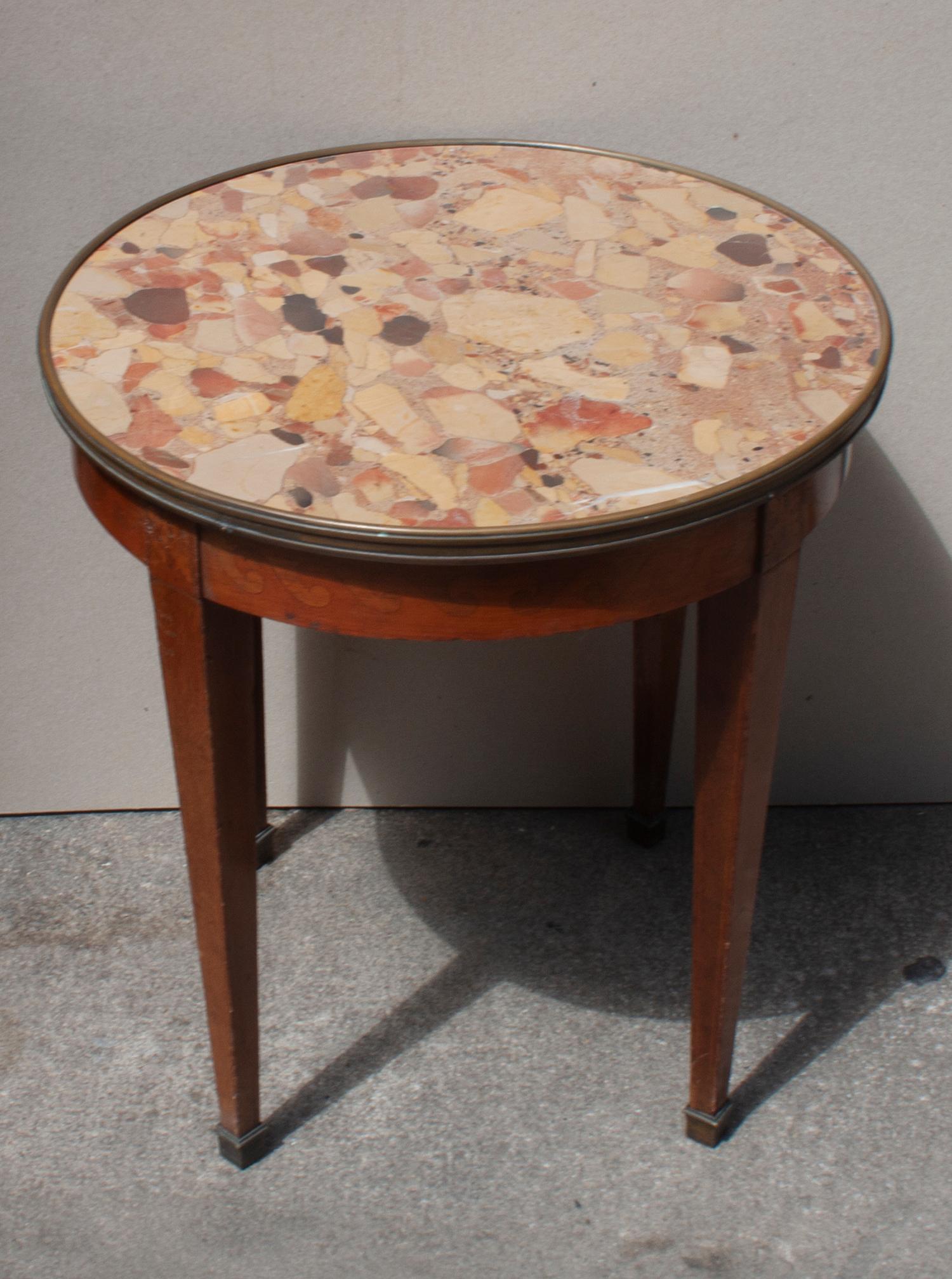 Louis XVI Style French Side Table in Breccia Marble and Wood, 1940s 6