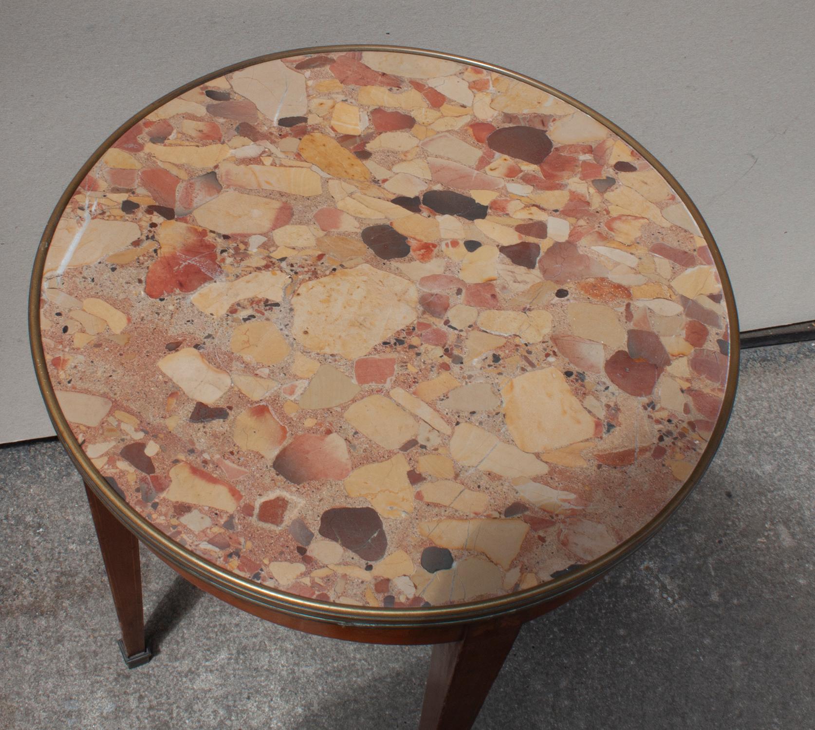 Louis XVI Style French Side Table in Breccia Marble and Wood, 1940s 8