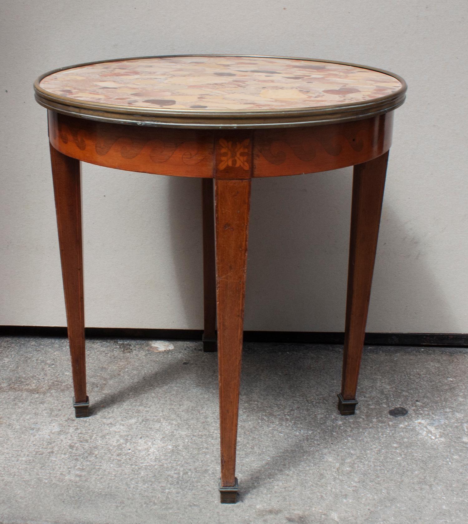 Louis XVI Style French Side Table in Breccia Marble and Wood, 1940s 9