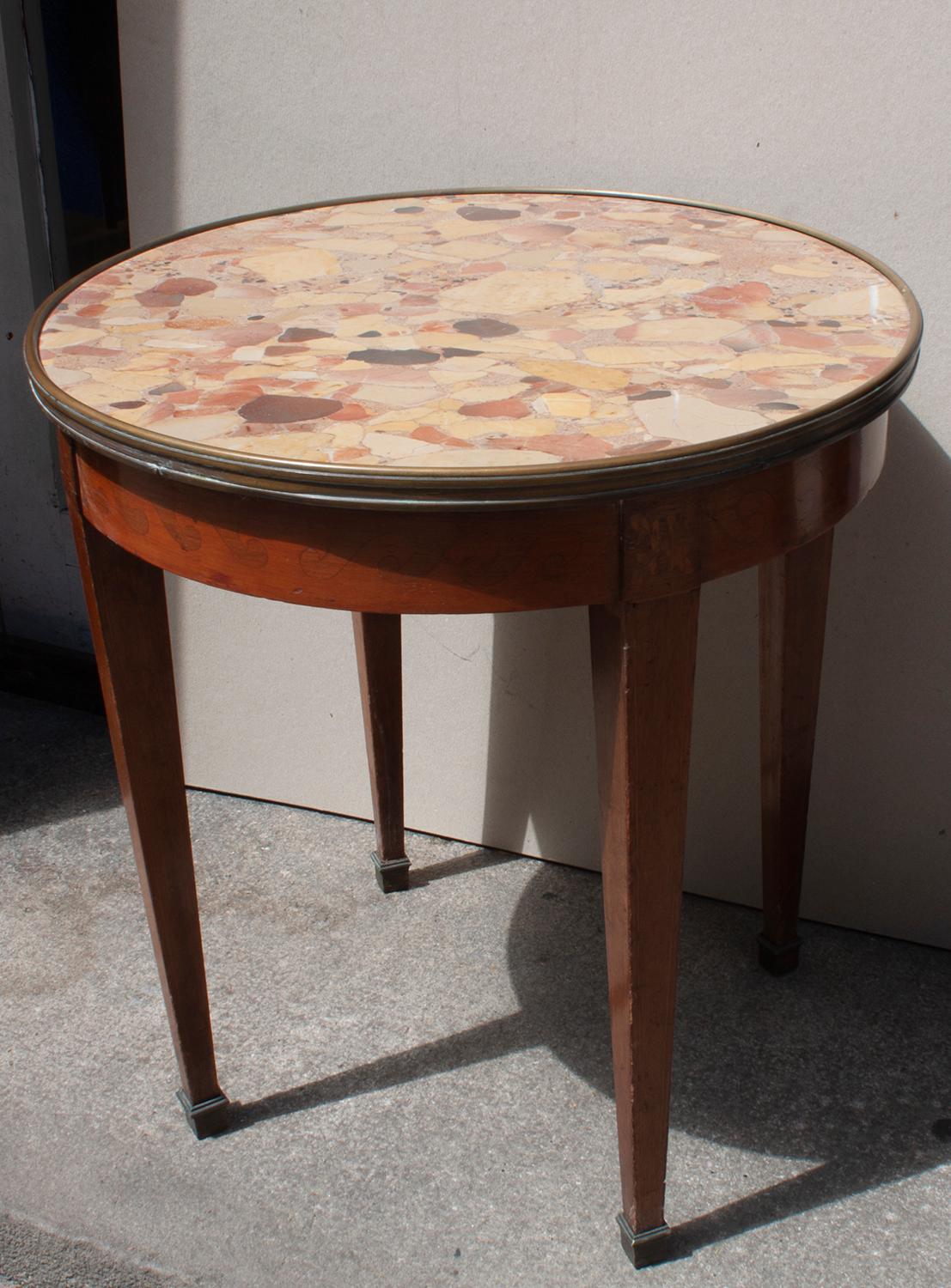 Mid-20th Century Louis XVI Style French Side Table in Breccia Marble and Wood, 1940s