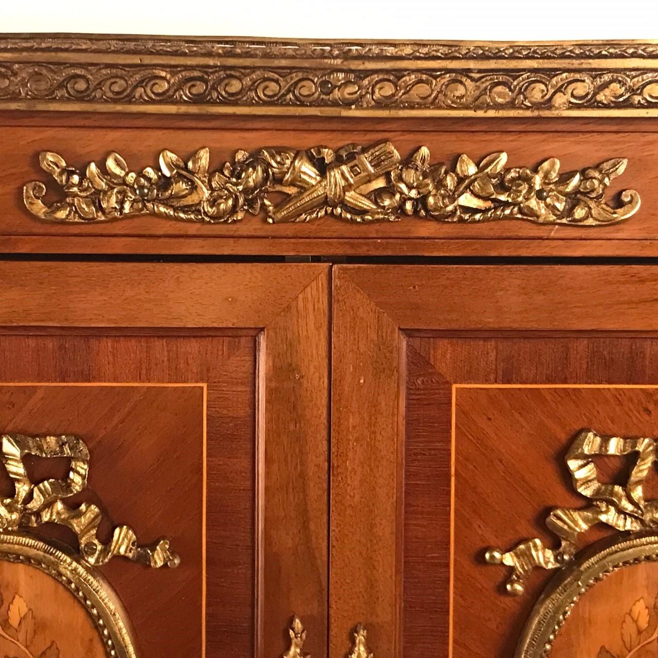 French Louis XVl Style Mahogany and Marquetry Bonheur du Jour For Sale