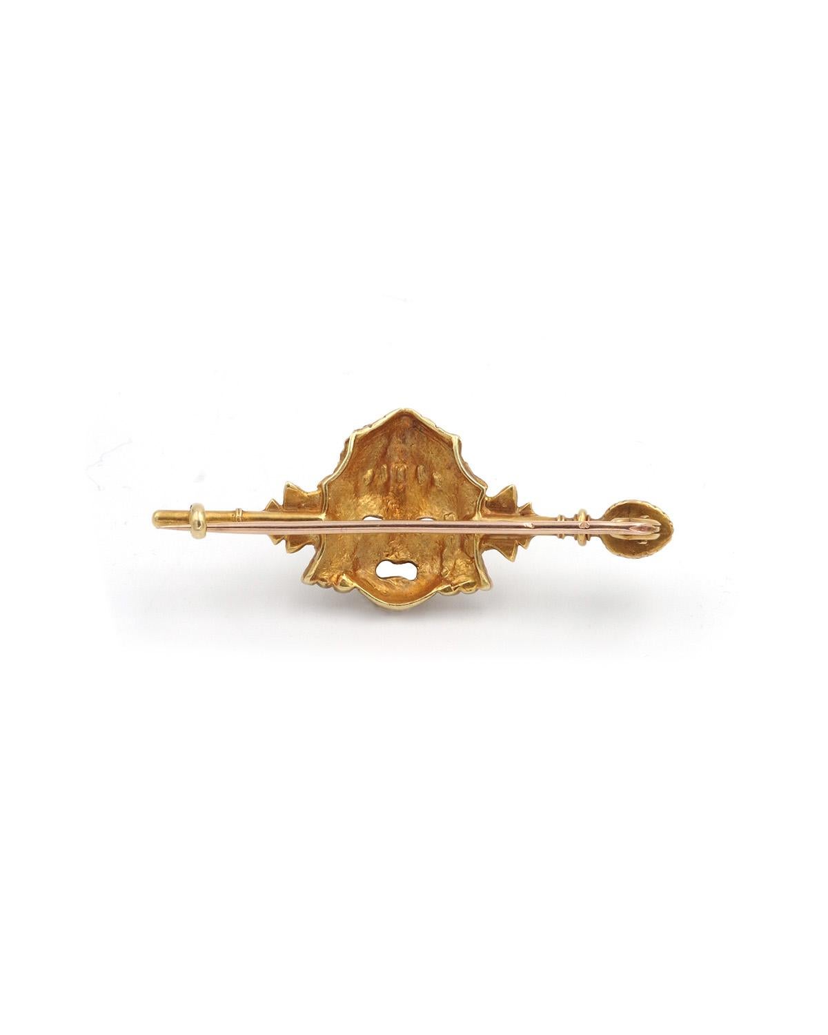 Femenino o masculino Louis Zorra Broche de máscara de teatro Art Nouveau en oro de 18 quilates en venta