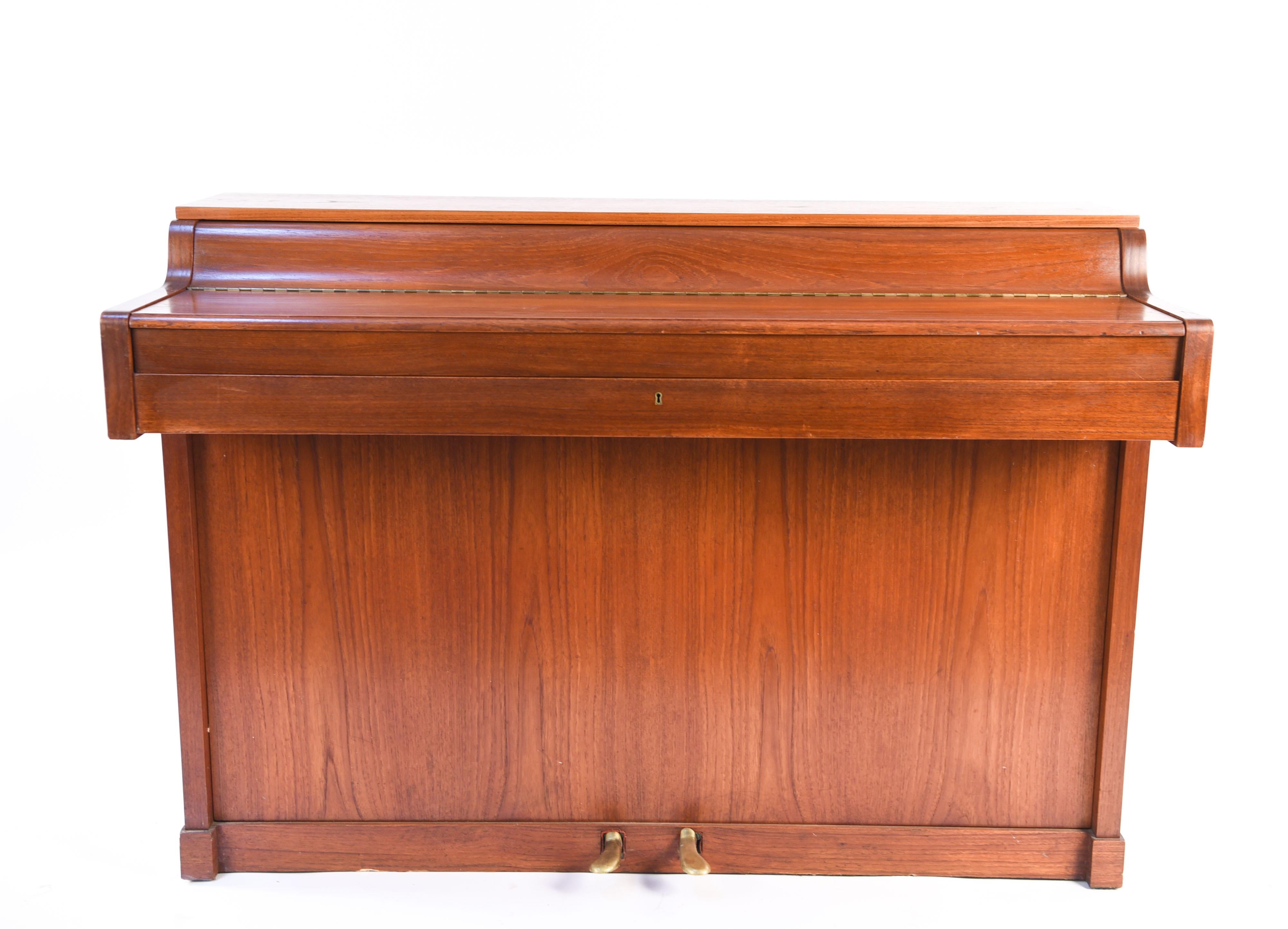 Louis Zwicki Midcentury Danish Teak Pianette In Good Condition In Norwalk, CT