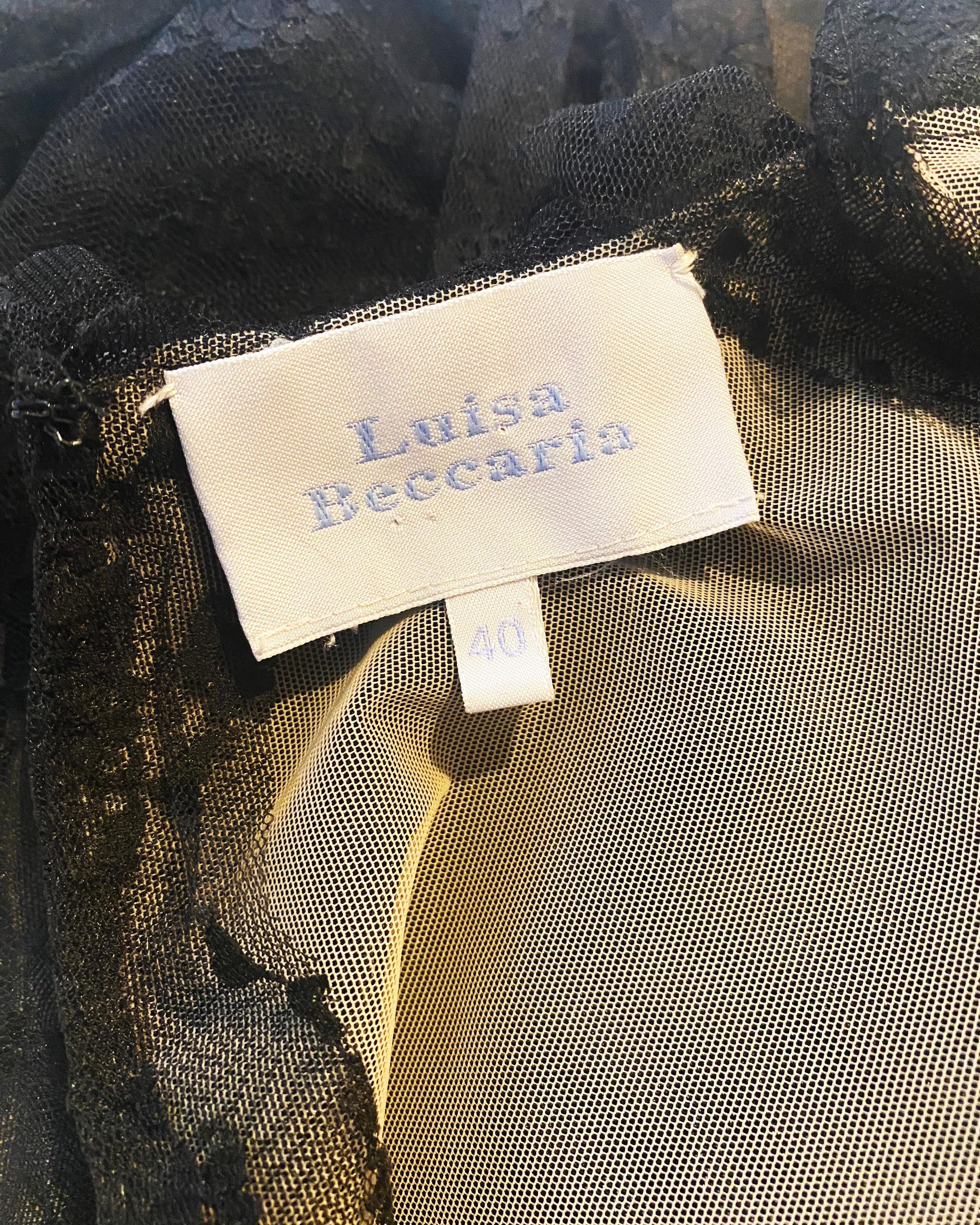 Louisa Beccaria black sheer lace crochet tulle midi maxi dress IT 40 For Sale 4